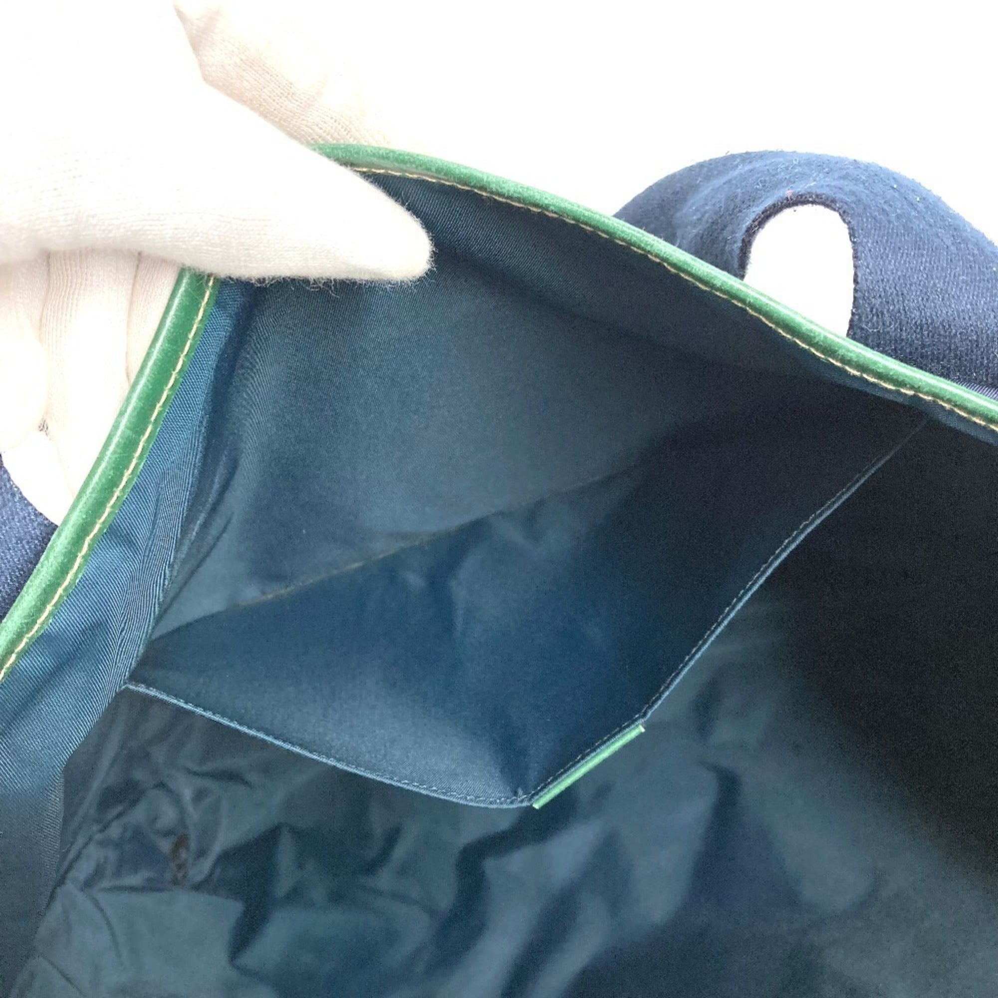Gucci Navy Red Color Nylon Shoulder Bag Tote Bag (Pre-Owned)