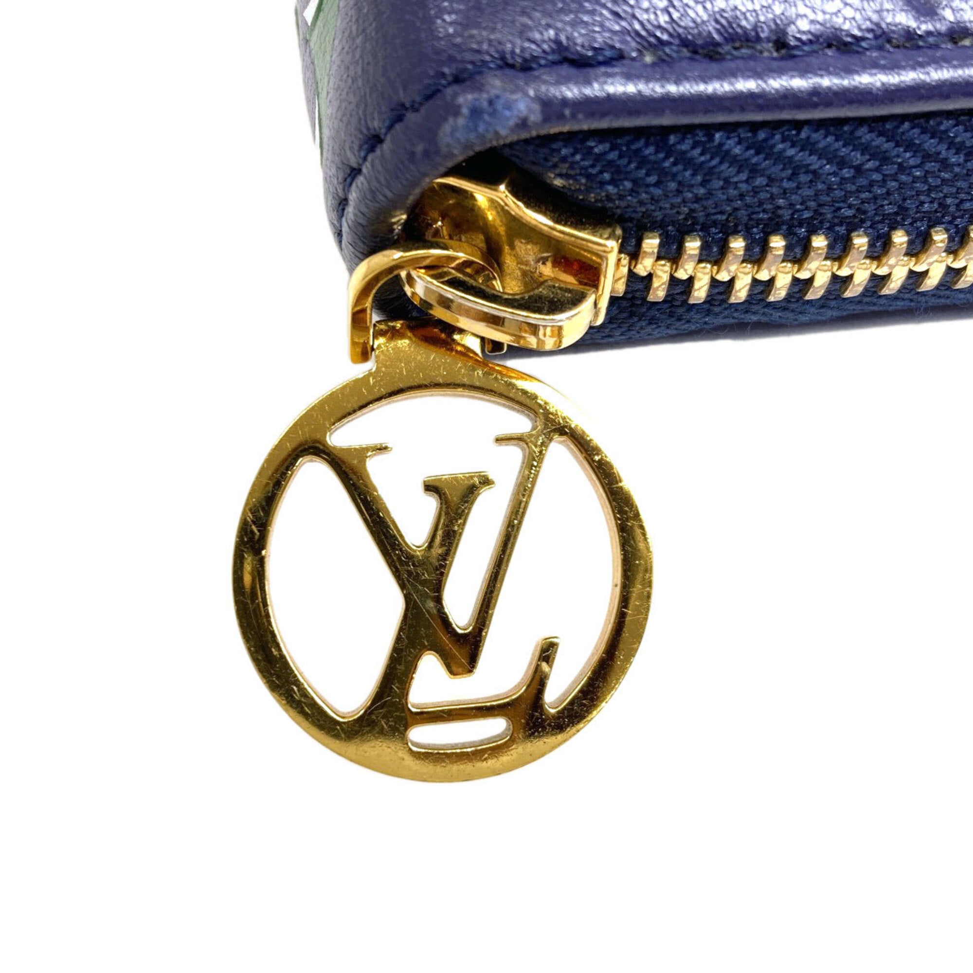 Louis Vuitton Blue Green Leather Long Wallet (Bi-Fold) (Pre-Owned)