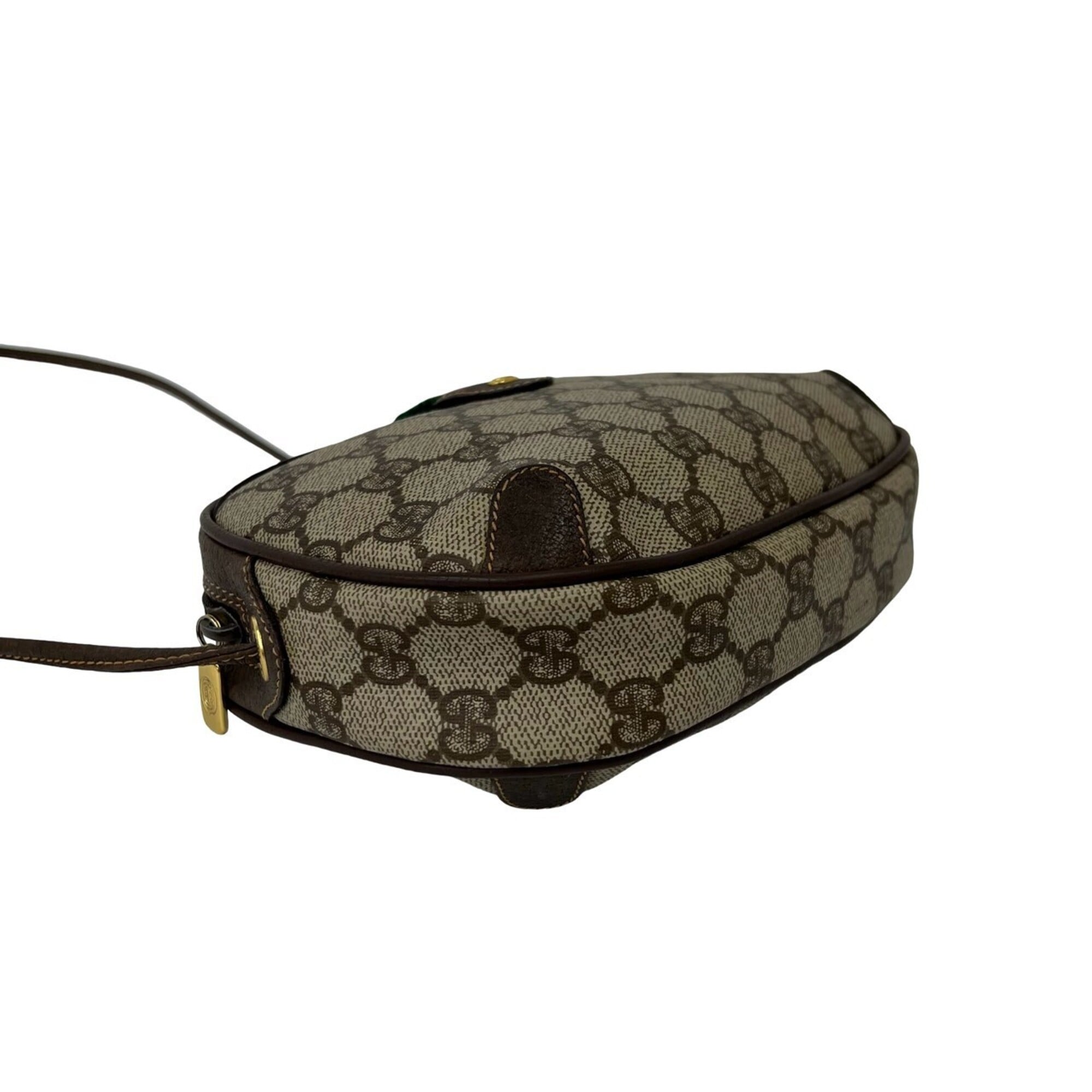 Gucci Brown Green Red Color Leather Pvc Shoulder Bag (Pre-Owned)