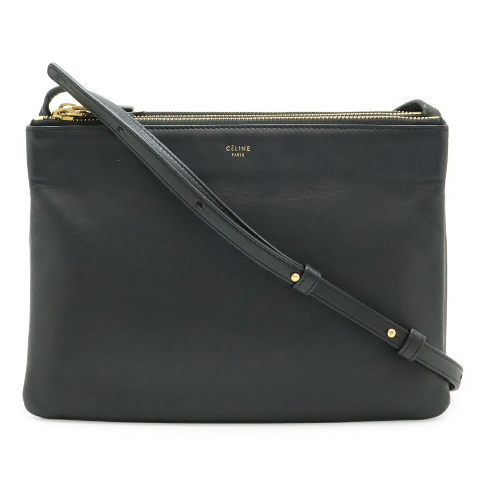 Celine Black Leather Handbag Pochette Pouch Shoulder Bag (Pre-Owned)
