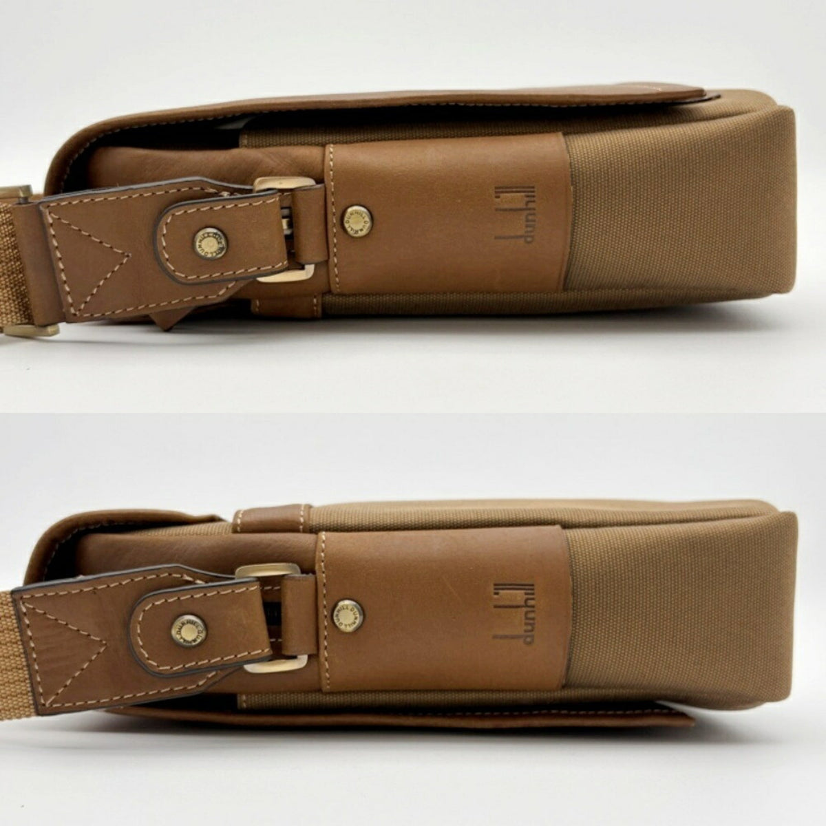 Dunhill Beige Brown Canvas Leather Crossbody Bag Shoulder Bag (Pre-Owned)