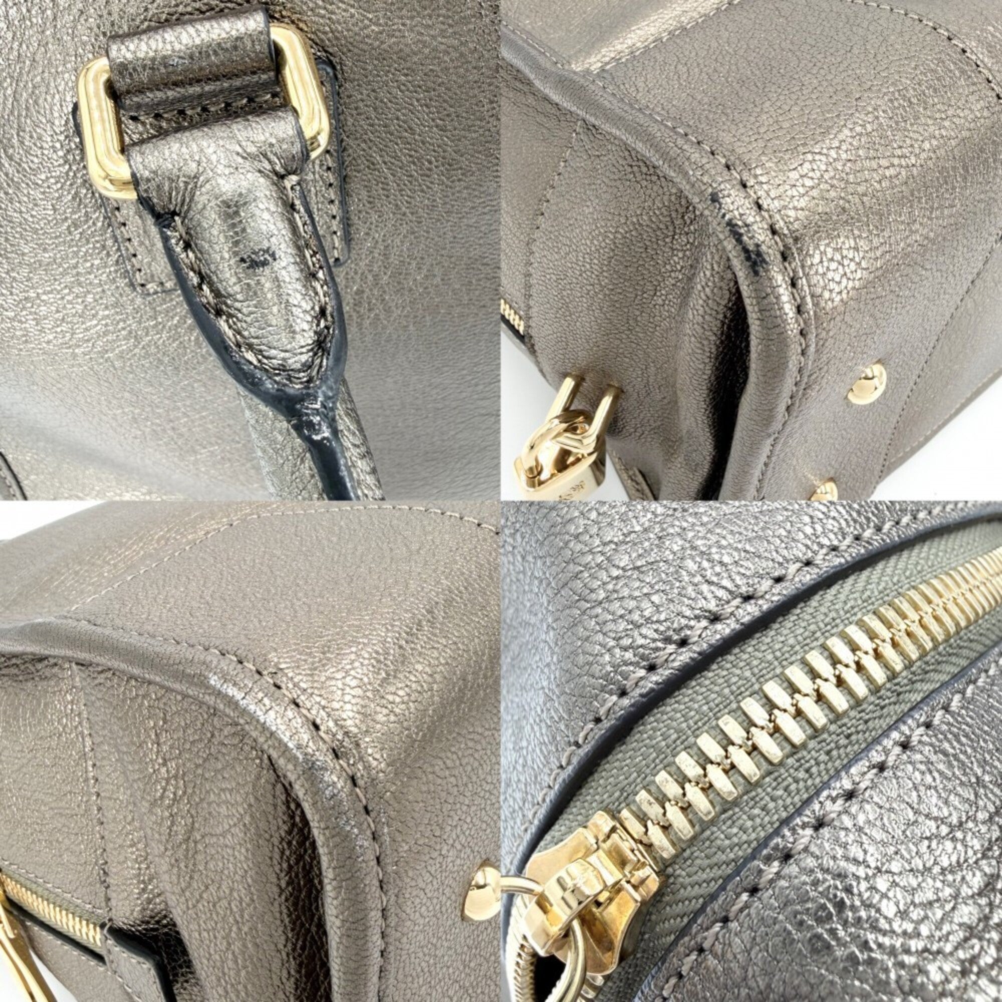 Loewe Gold Leather Boston Bag Handbag (Pre-Owned)