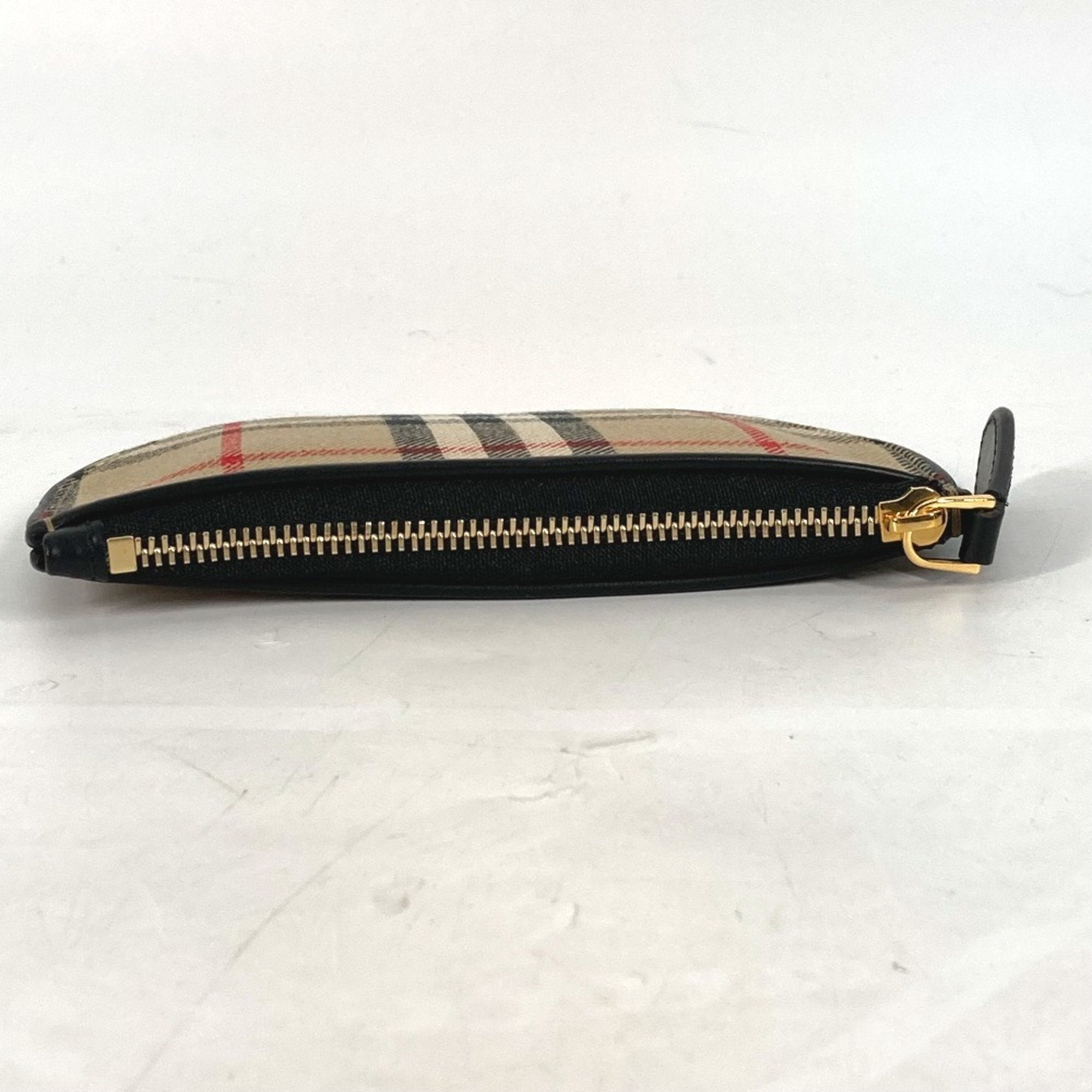 Burberry Beige Leather Canvas Coin Purse/Coin Case (Pre-Owned)