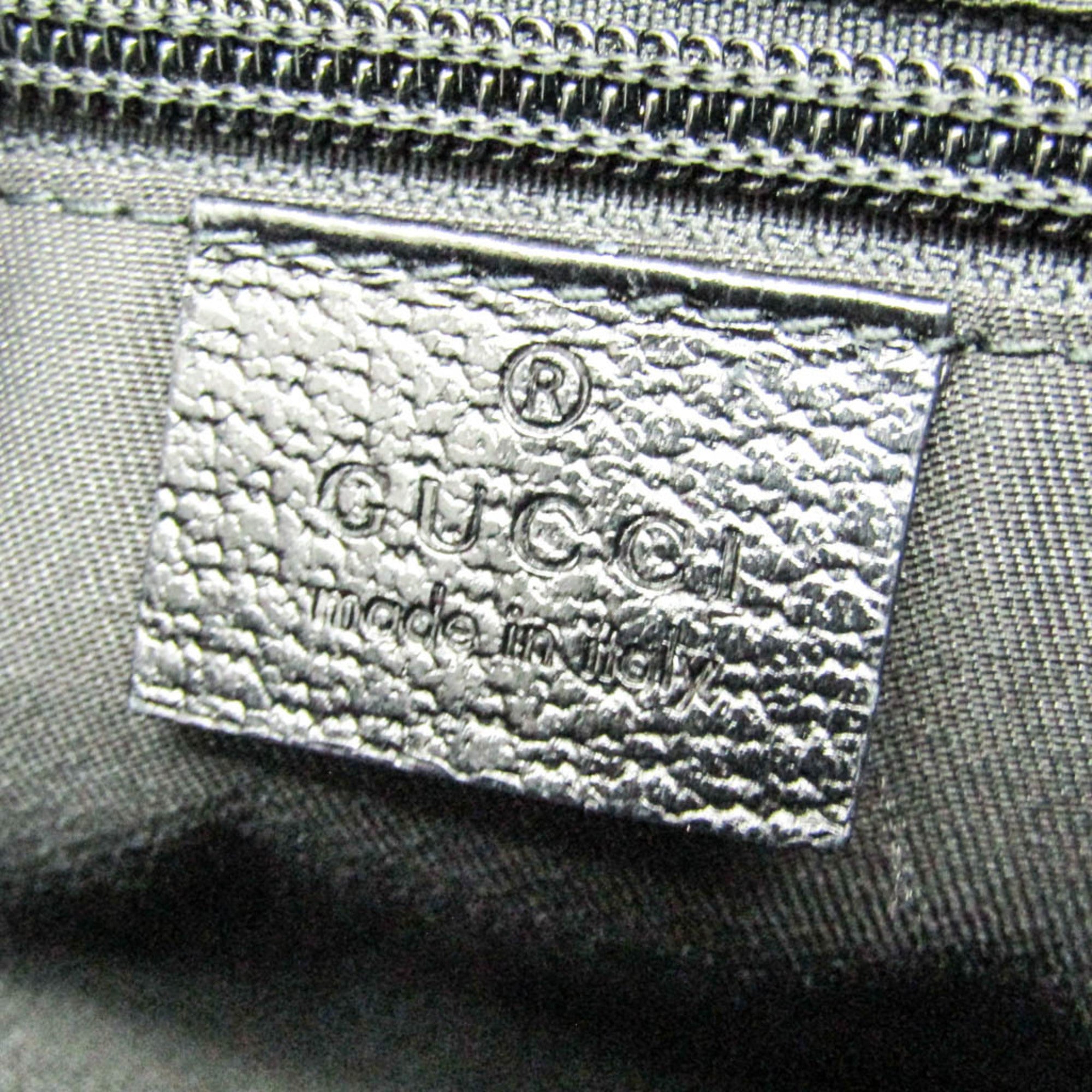 Gucci Gg Canvas Black Gg Canvas Leather Shoulder Bag (Pre-Owned)