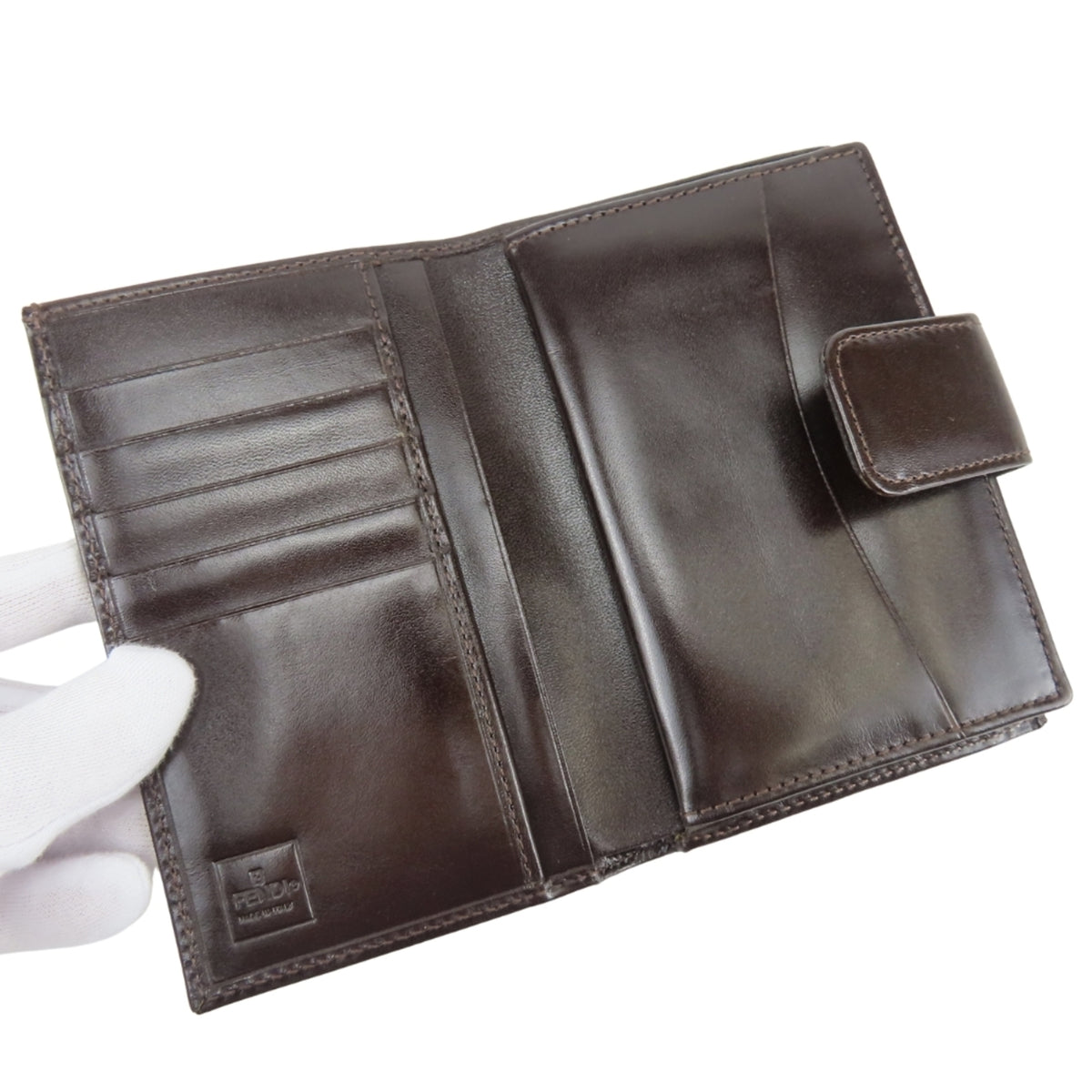Fendi Zucca Brown Canvas Leather Wallet (Bi-Fold) (Pre-Owned)