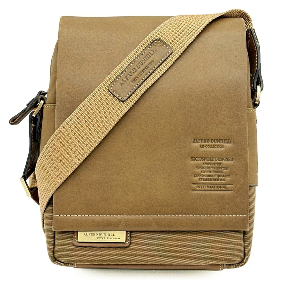 Dunhill Beige Brown Canvas Leather Crossbody Bag Shoulder Bag (Pre-Owned)