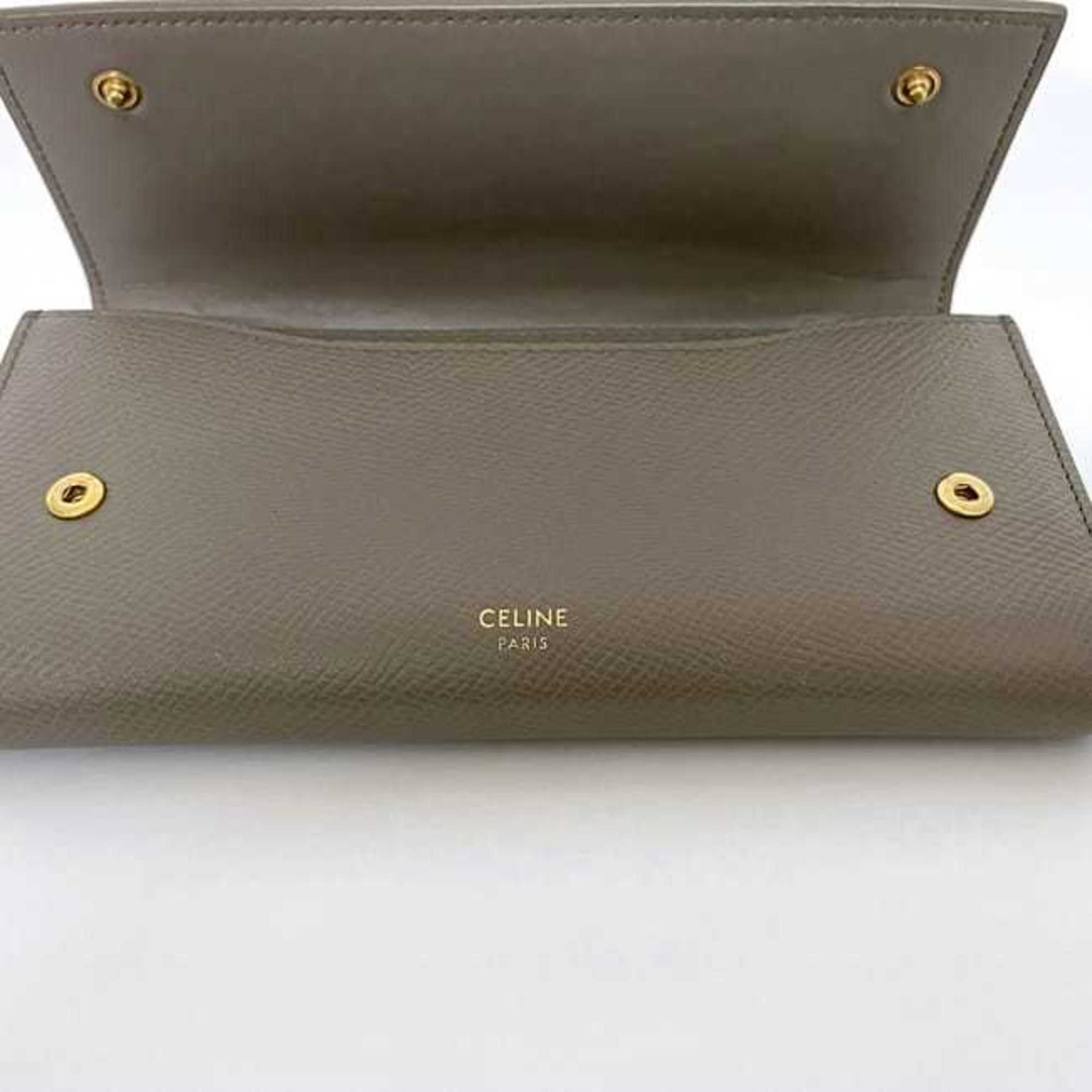 Celine Grayish Leather Long Wallet (Bi-Fold) (Pre-Owned)