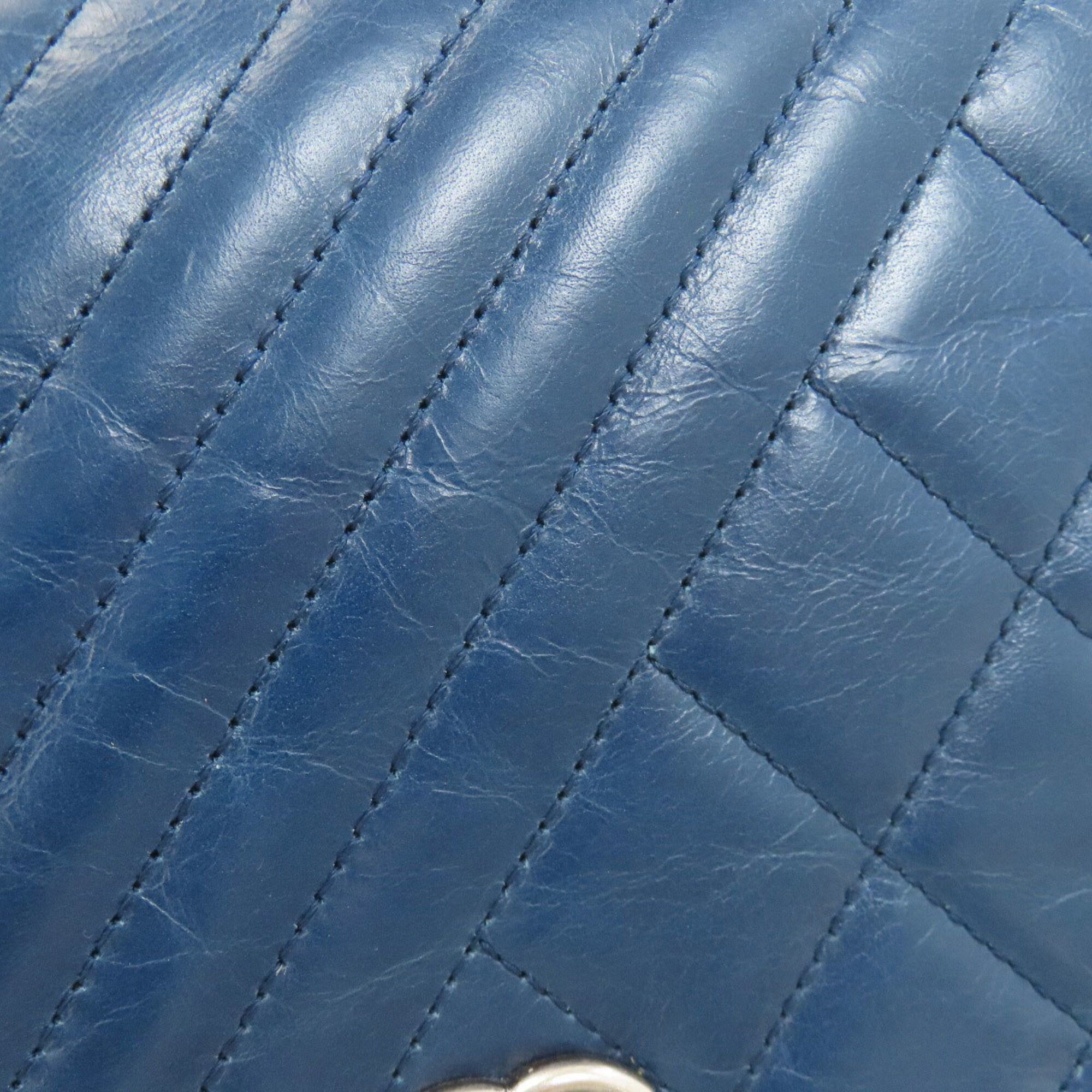 Chanel Matelasse Blue Leather Chain/Shoulder Wallet (Pre-Owned)