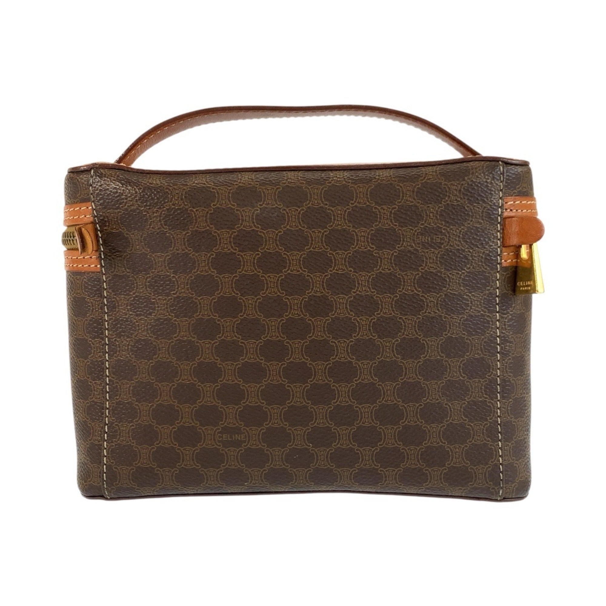 Celine Brown Leather Pvc Handbag Vanity Bag (Pre-Owned)