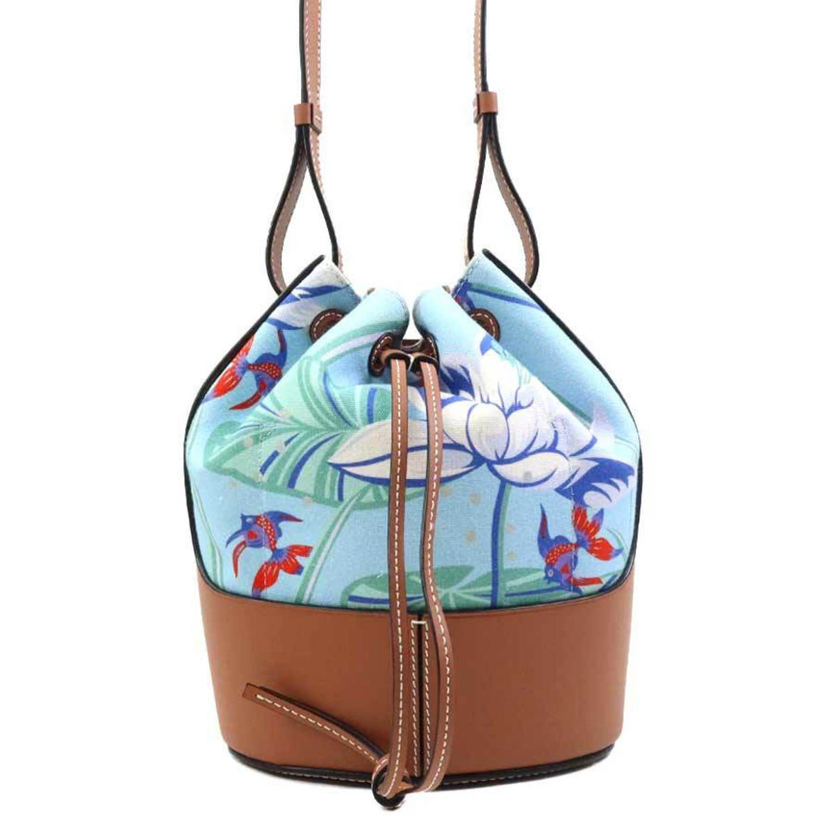 Loewe Blue Brown Canvas Leather Shoulder Bag (Pre-Owned)