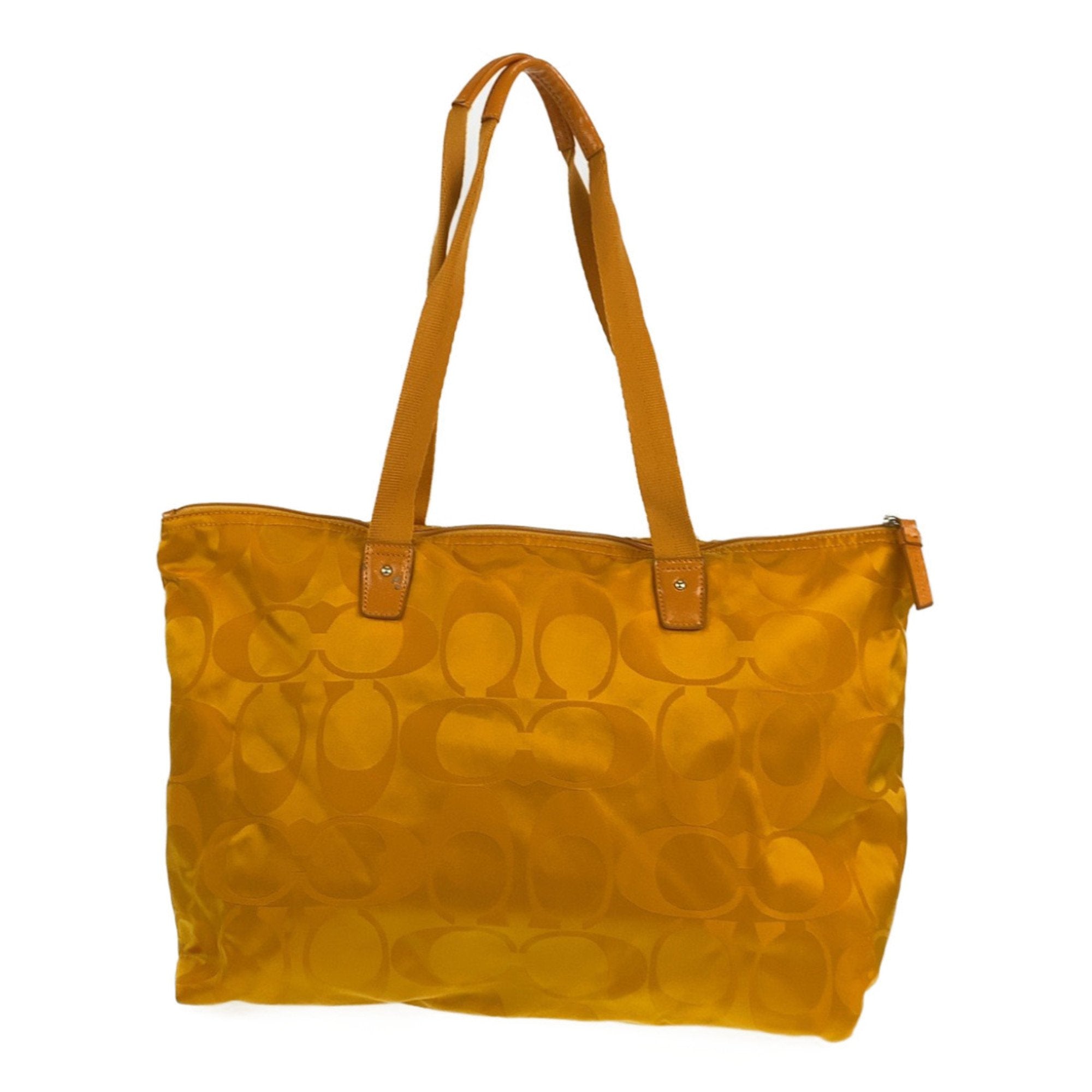 Coach Yellow Nylon Leather Shoulder Bag Tote Bag (Pre-Owned)