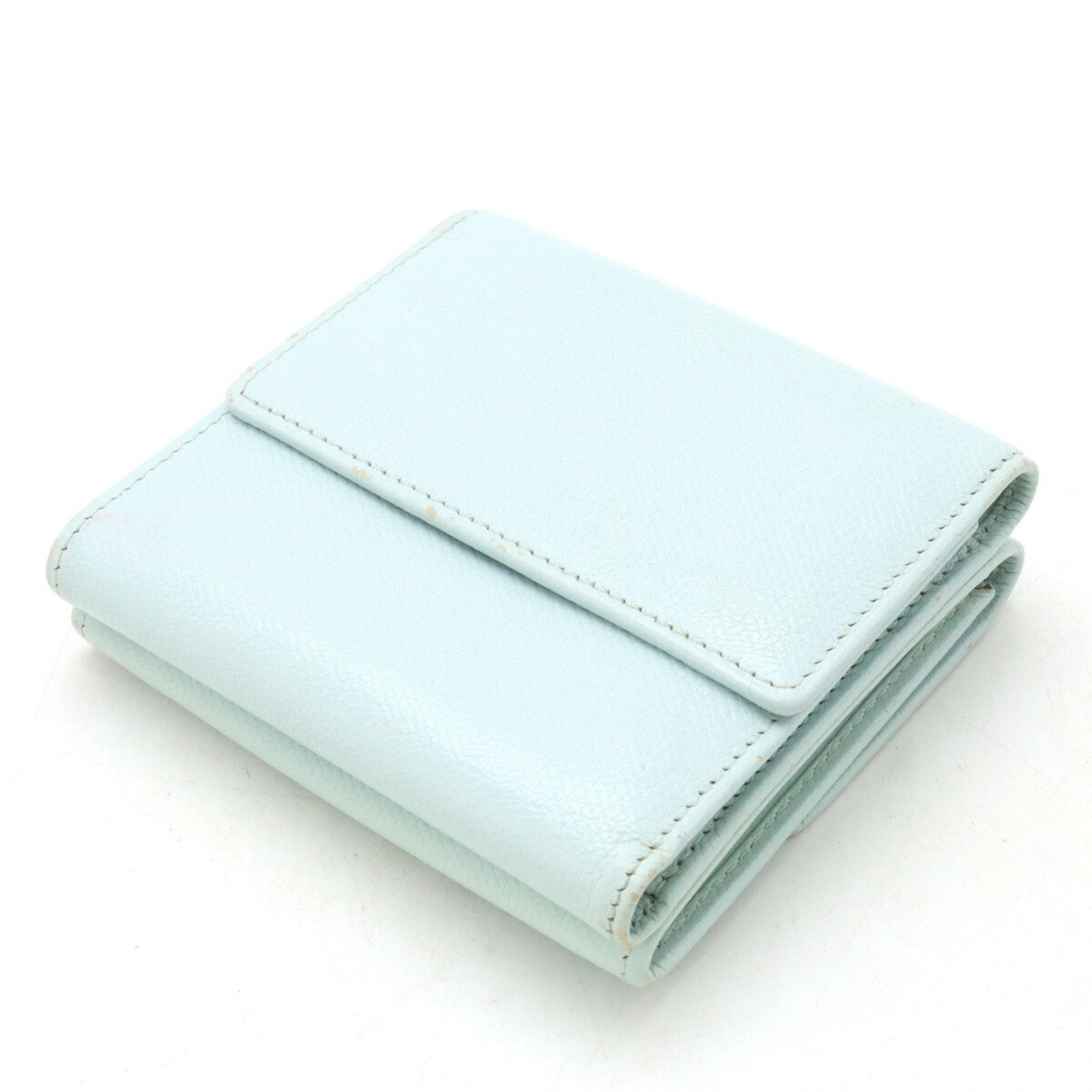 Chanel Light Blue Mint Blue Leather Coin Purse/Coin Case (Pre-Owned)