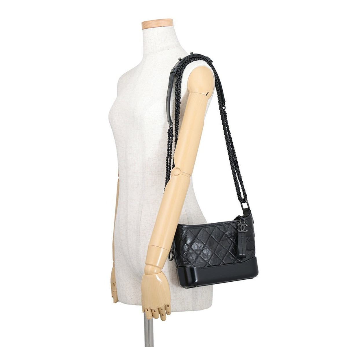 Chanel Gabriel Black Leather Handbag Shoulder Bag (Pre-Owned)