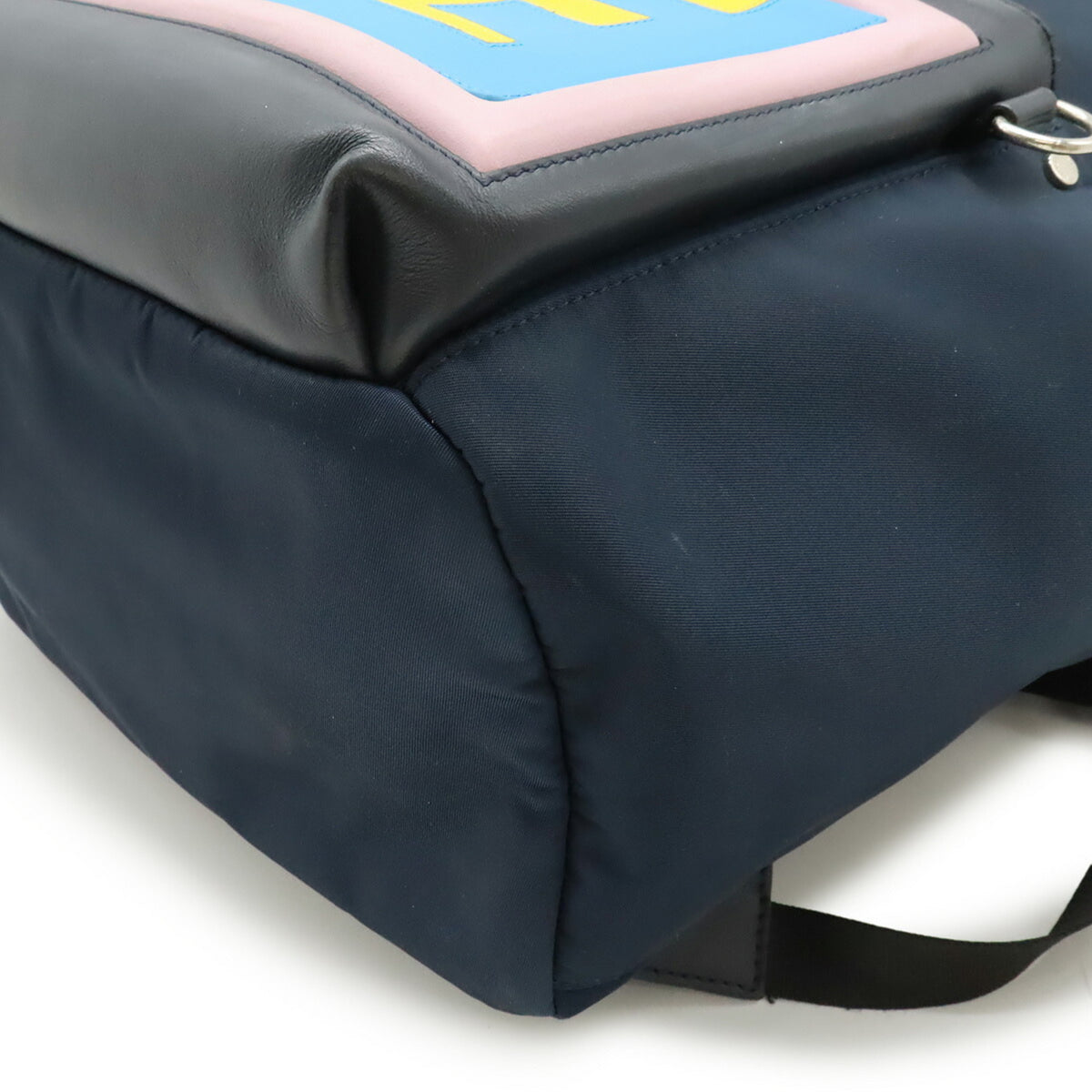 Fendi Blue Navy Pink Nylon Leather Backpack (Pre-Owned)