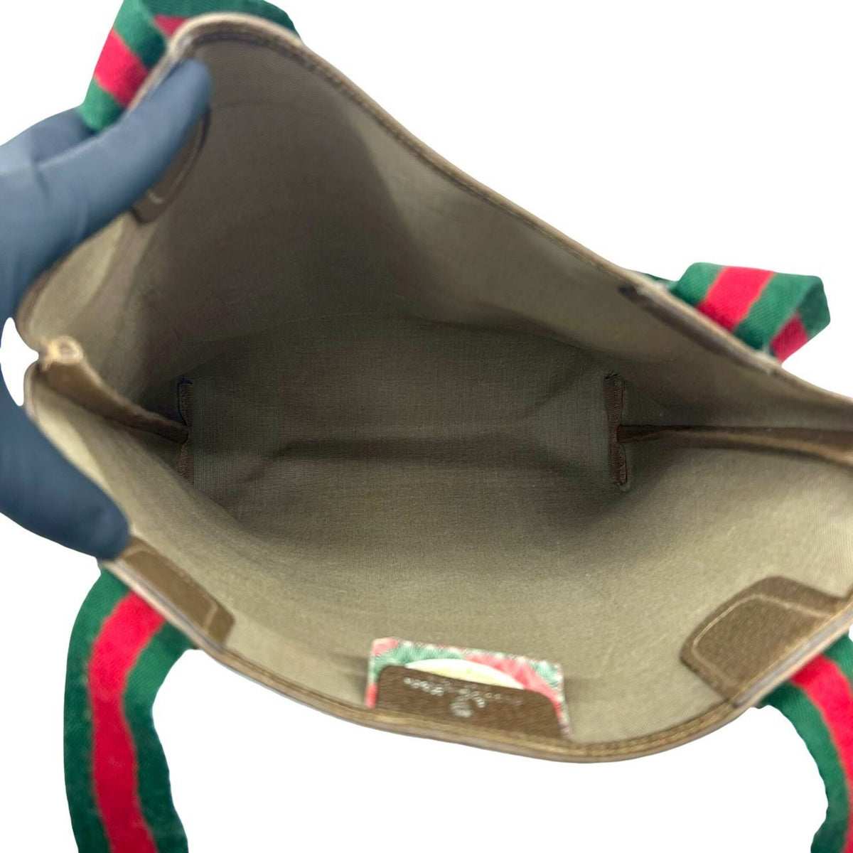 Gucci Brown Green Red Color Leather Pvc Handbag Tote Bag (Pre-Owned)