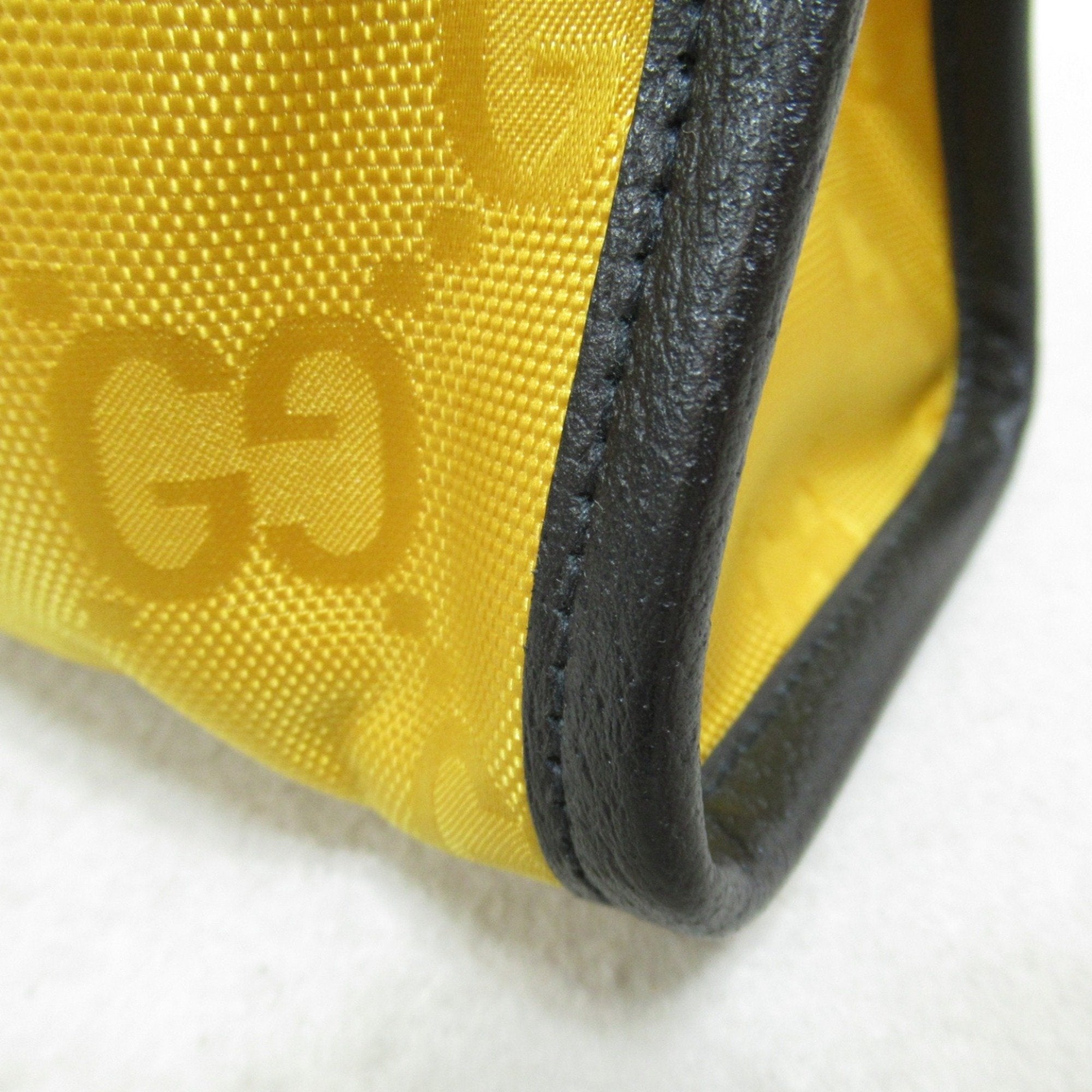 Gucci Black Yellow Leather Nylon Tote Bag
