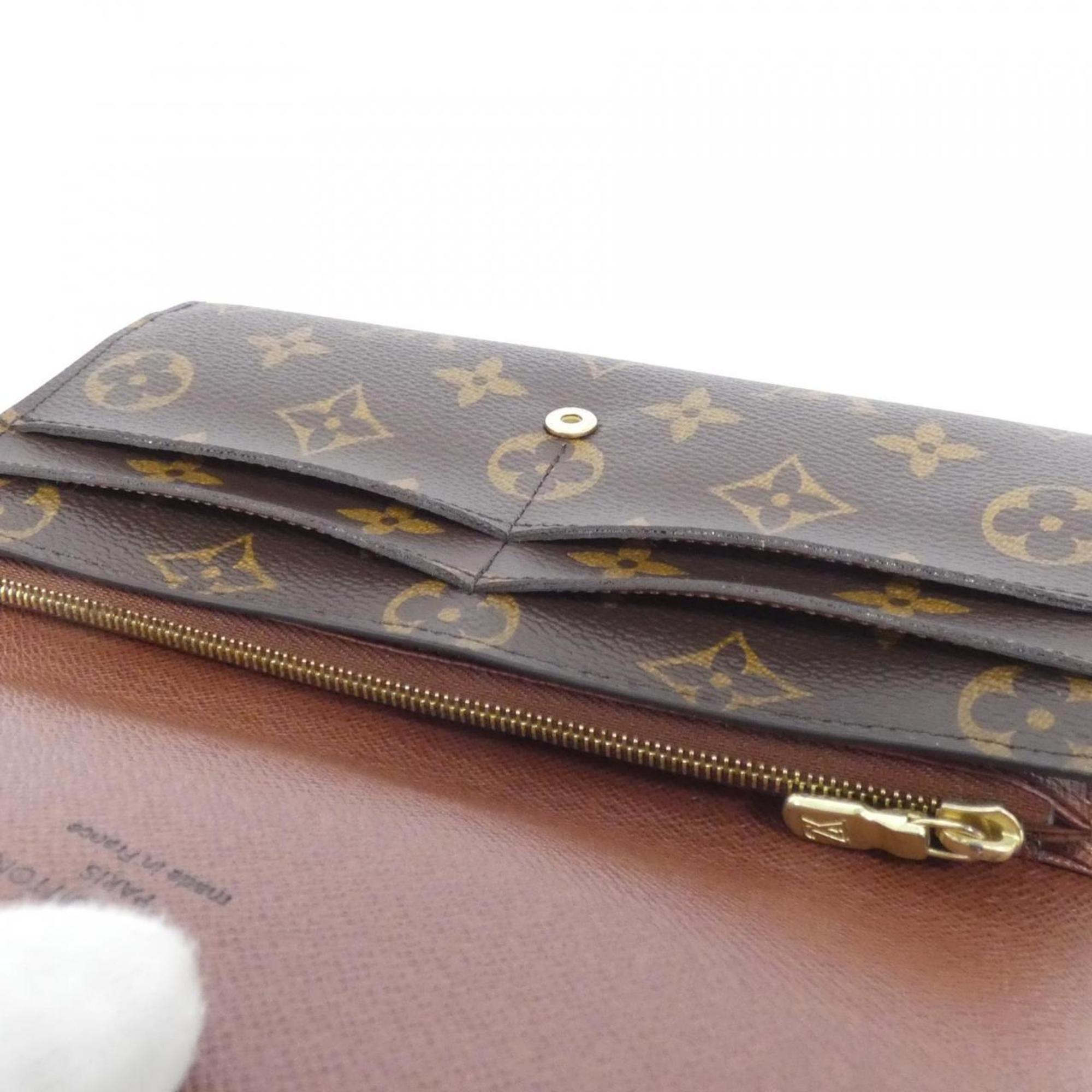 Louis Vuitton Brown Coated Canvas Long Wallet (Bi-Fold) (Pre-Owned)