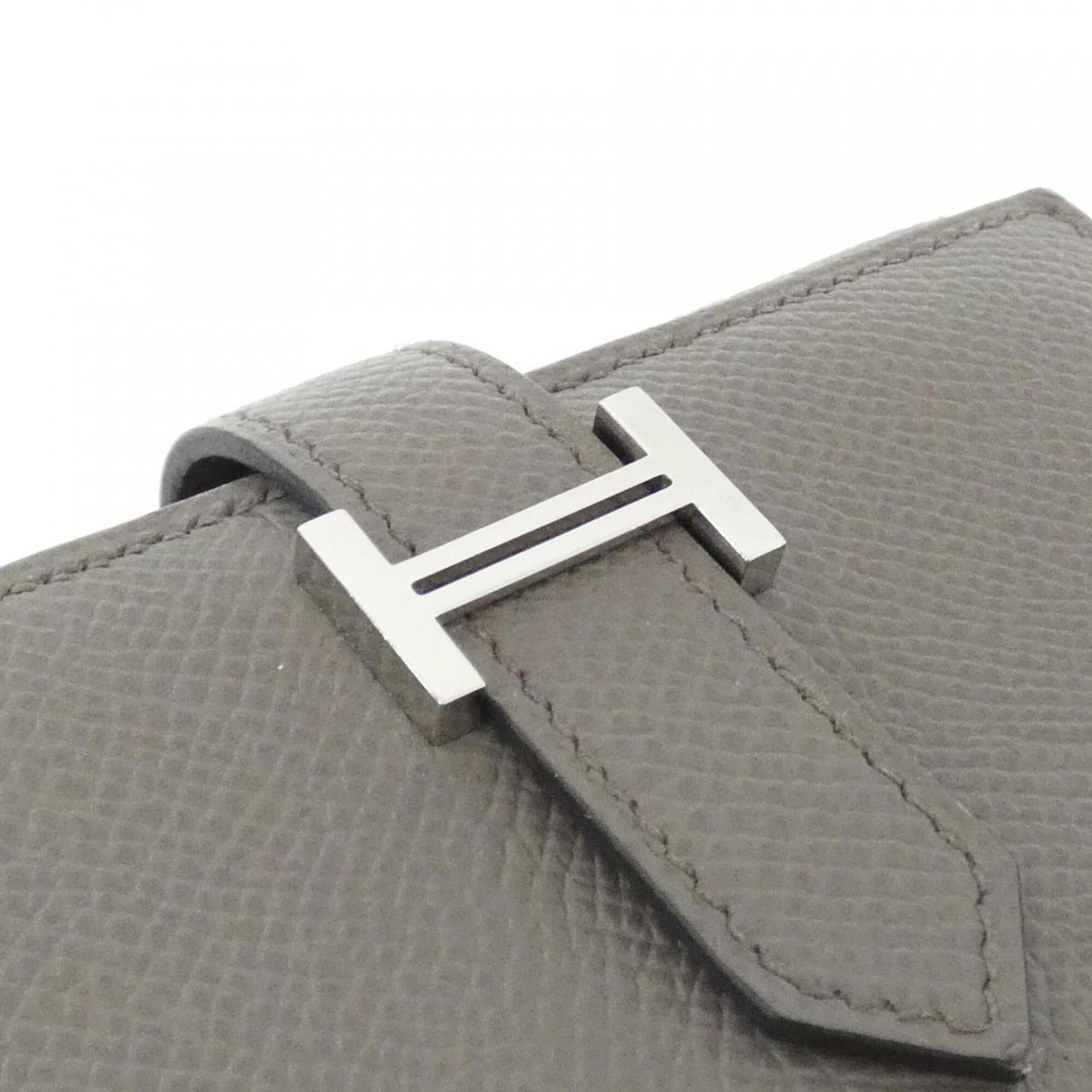Hermes Etain Etoupe Gray Epsom Leather Wallet (Tri-Fold) (Pre-Owned)