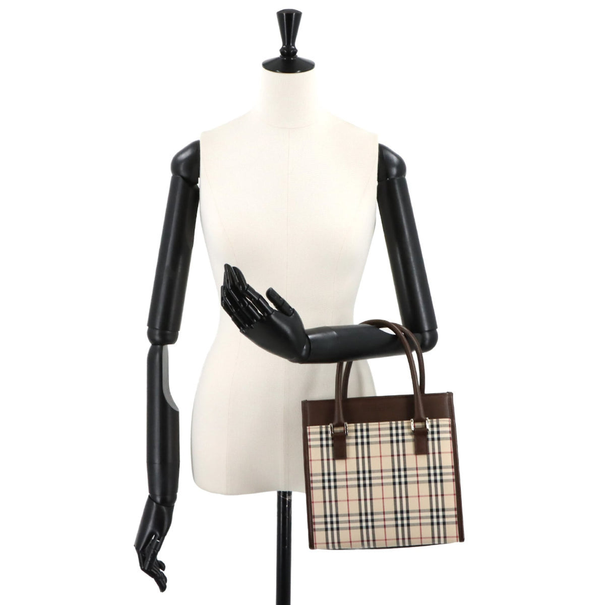 Burberry Beige Brown Canvas Leather Handbag (Pre-Owned)