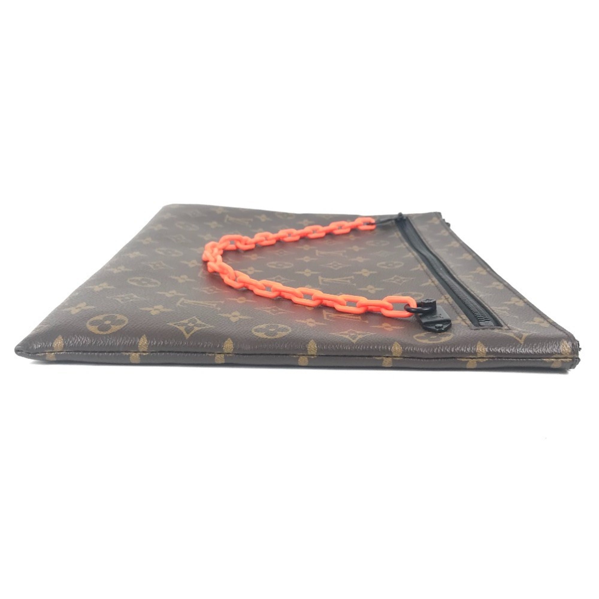 Louis Vuitton Brown Orange Monogram Canvas Clutch Bag Pochette Pouch (Pre-Owned)
