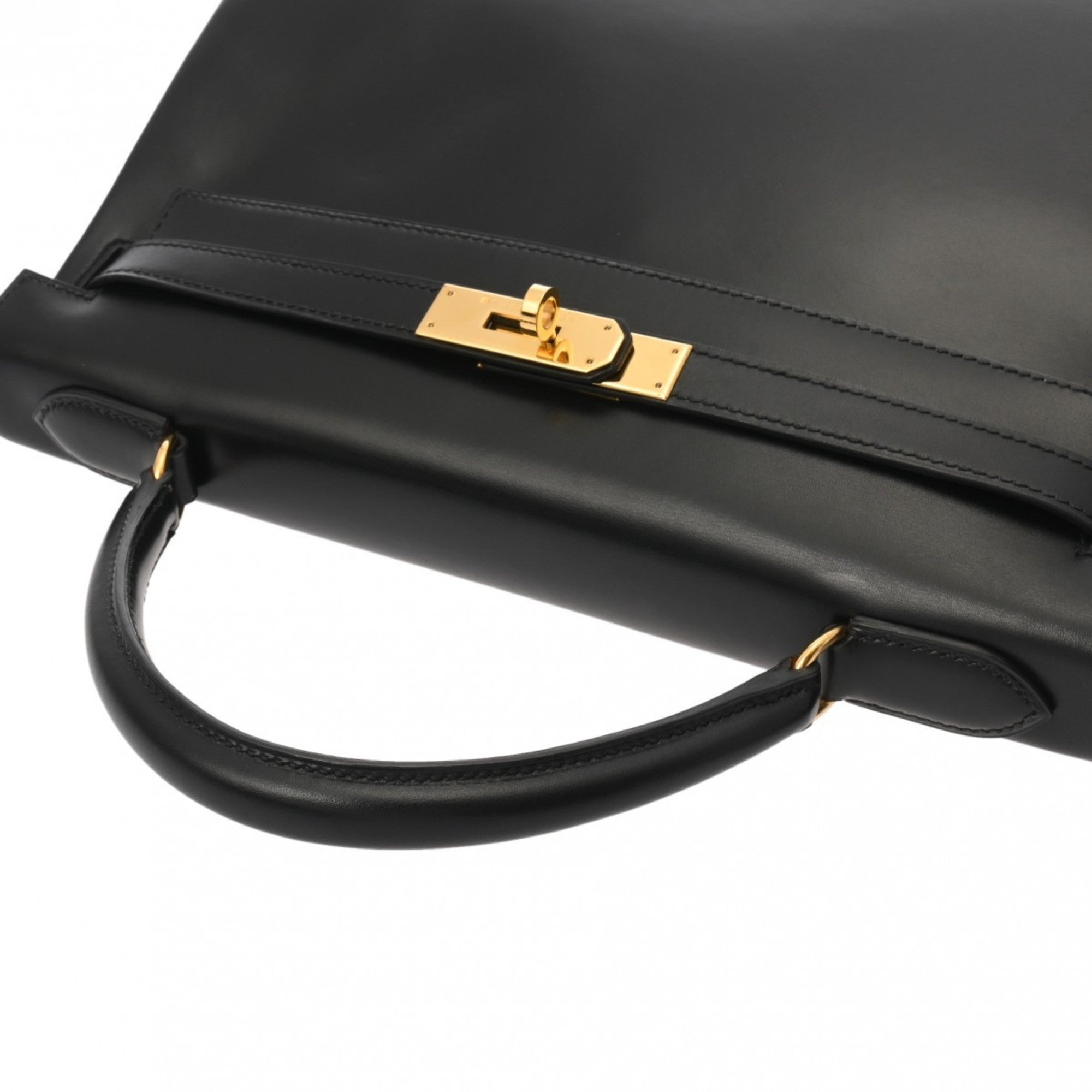 Hermes Black Box Calf Leather Handbag (Pre-Owned)