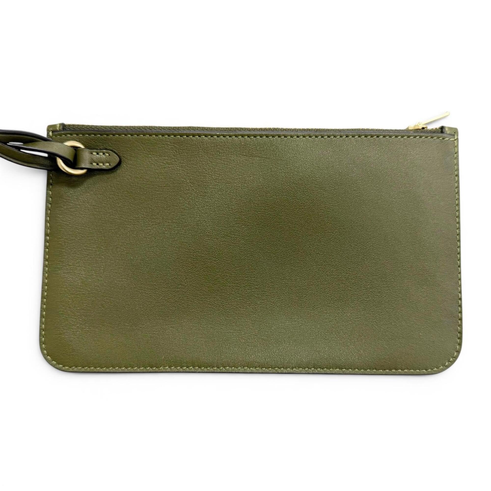 Coach Khaki Leather Pouch Shoulder Bag (Pre-Owned)