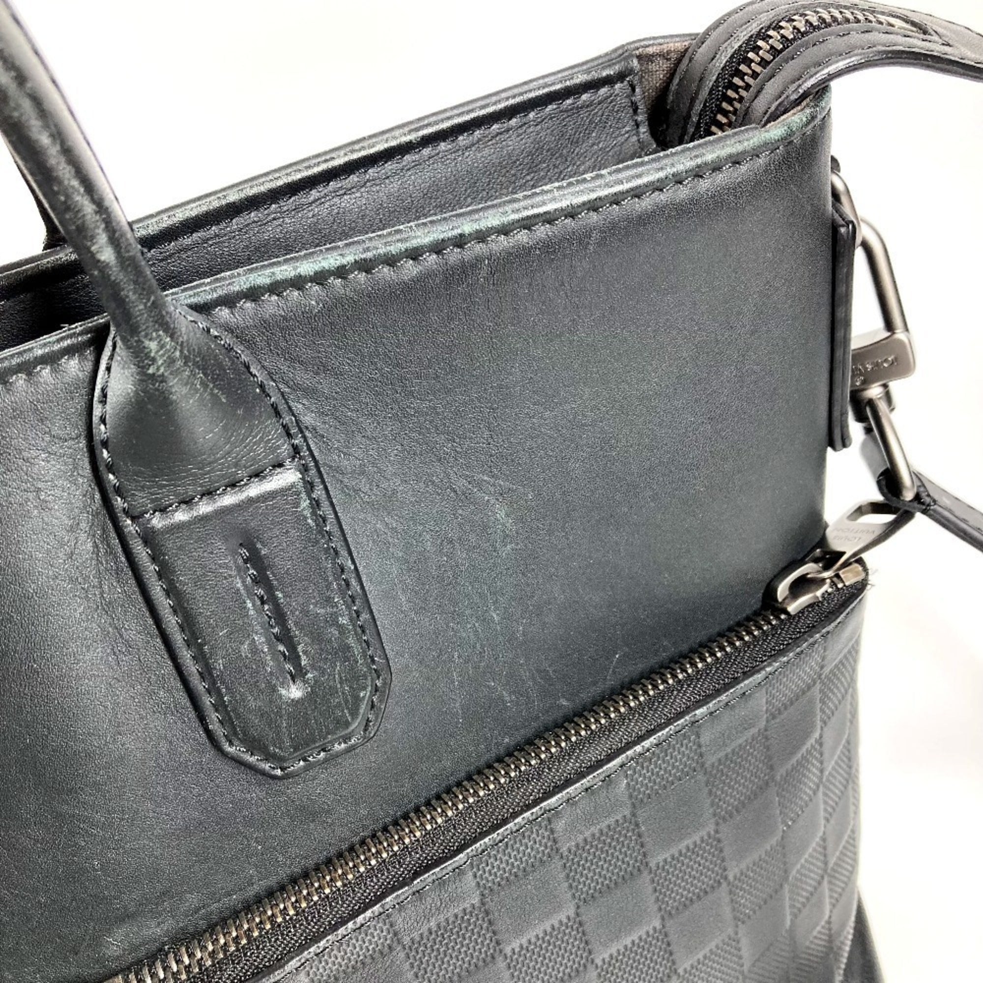 Louis Vuitton Black Onyx Damier Infini Leather Briefcase Handbag Shoulder Bag Tote Bag (Pre-Owned)