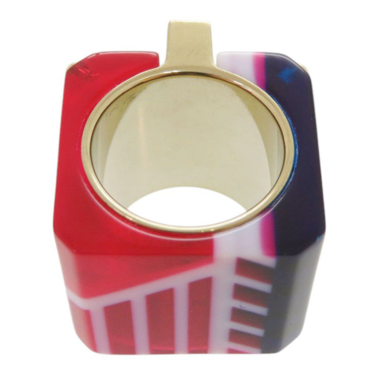 Christian Dior Gold Blue Red Color Gold Plating Plastic Band Ring (Pre-Owned)
