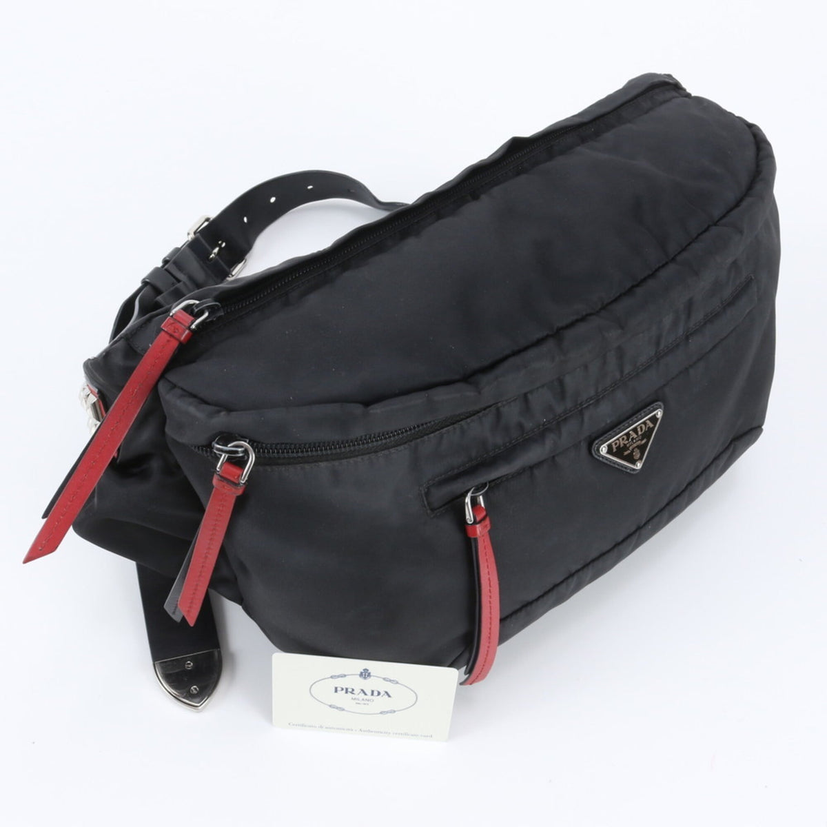Prada Black Leather Nylon Sling Bag (Pre-Owned)
