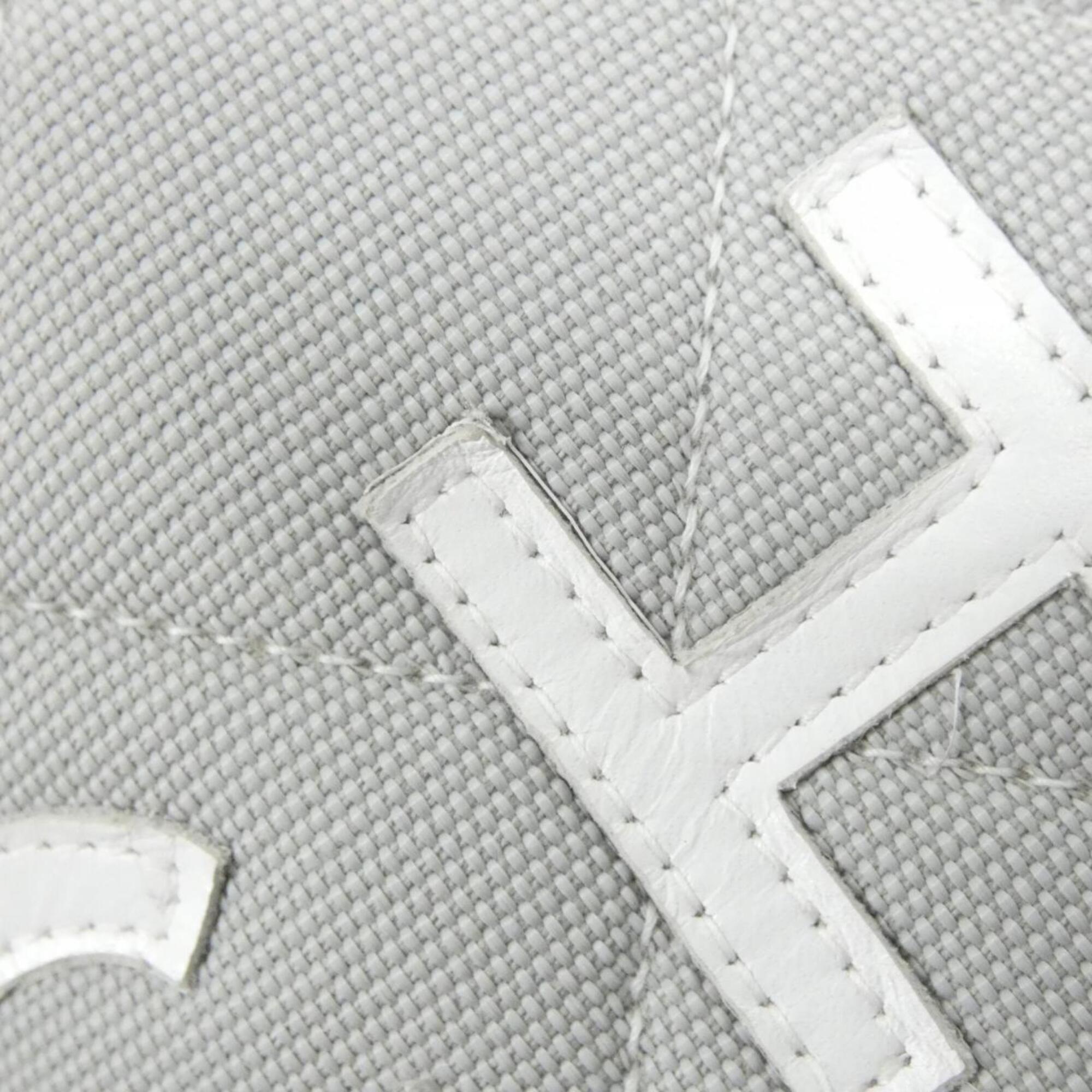 Chanel Gray White Canvas Shoulder Bag (Pre-Owned)