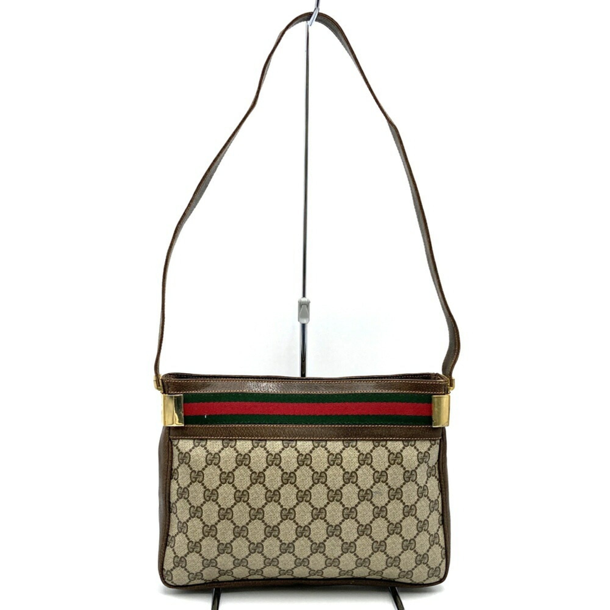 Gucci Brown Gg Supreme Pvc Shoulder Bag (Pre-Owned)