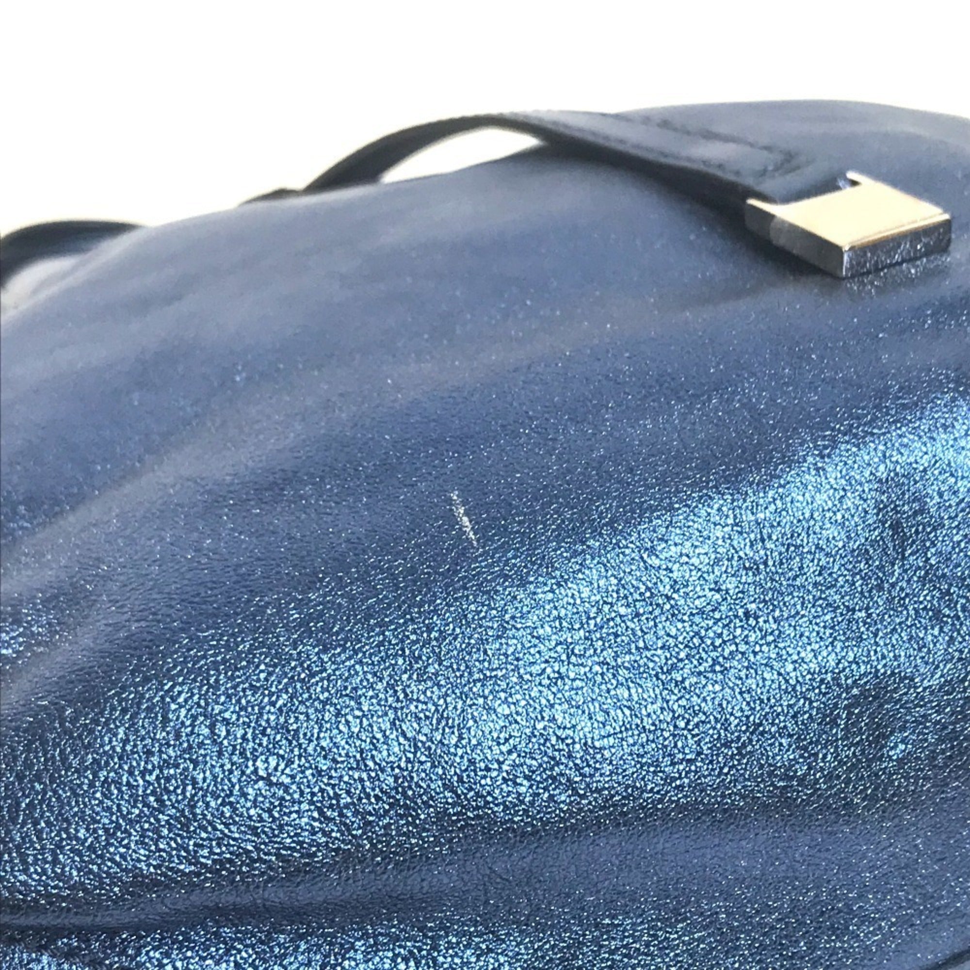 Tiffany Blue Metallic Leather Handbag Pouch Tote Bag (Pre-Owned)