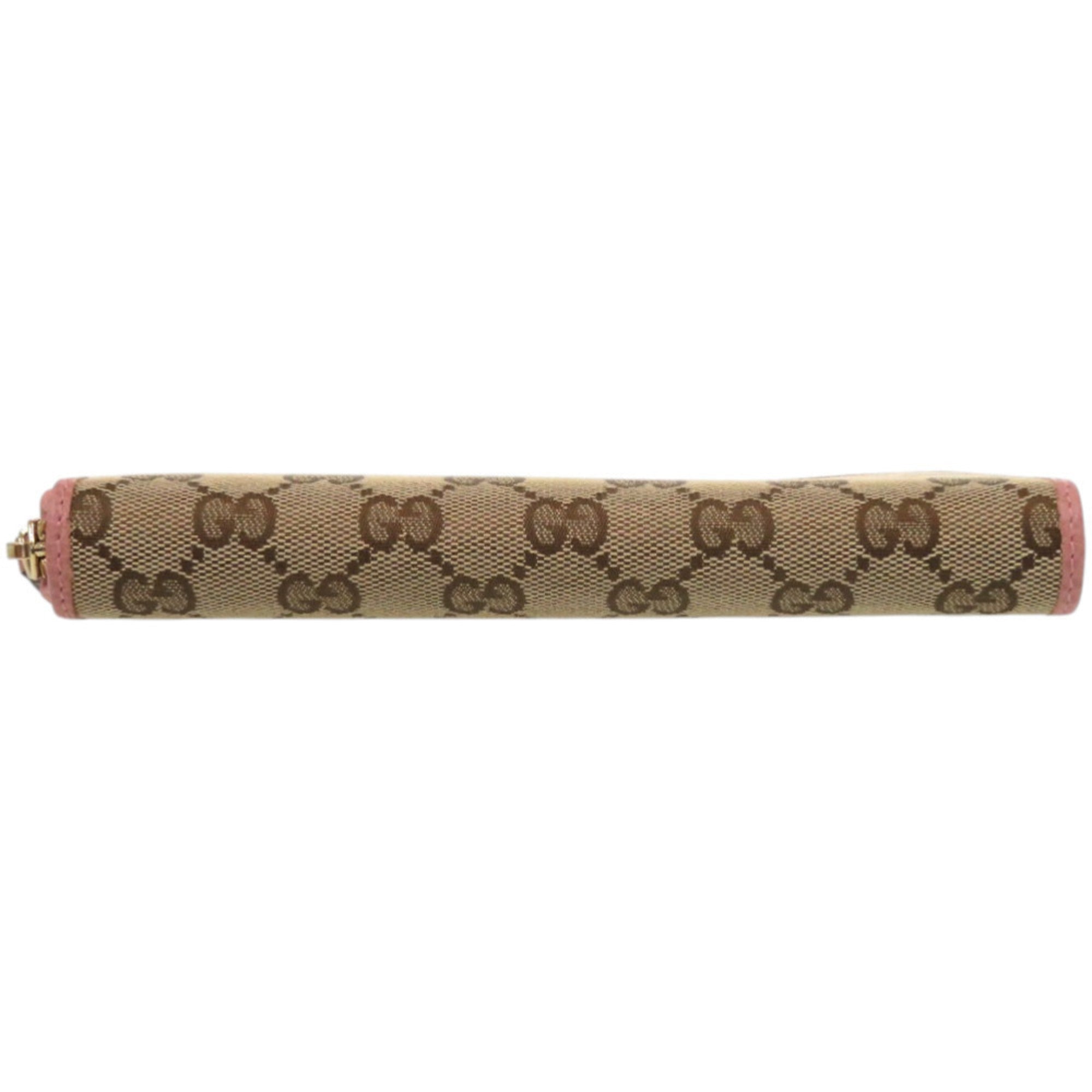 Gucci Beige Dusty Pink Gg Supreme Canvas Long Wallet (Bi-Fold) (Pre-Owned)
