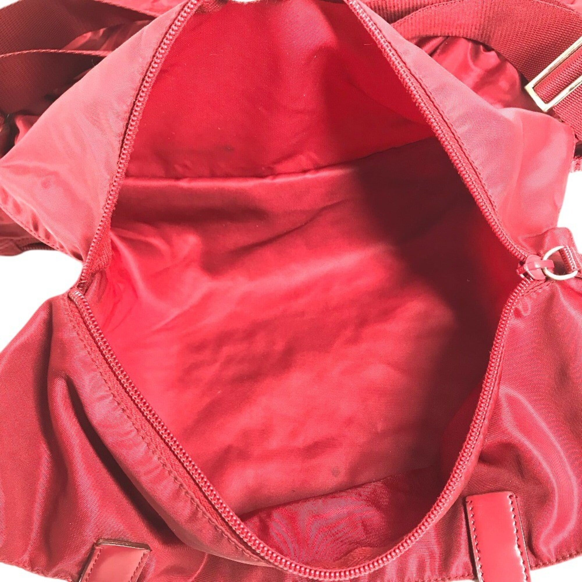 Prada Bordeaux Red Color Nylon Shoulder Bag (Pre-Owned)