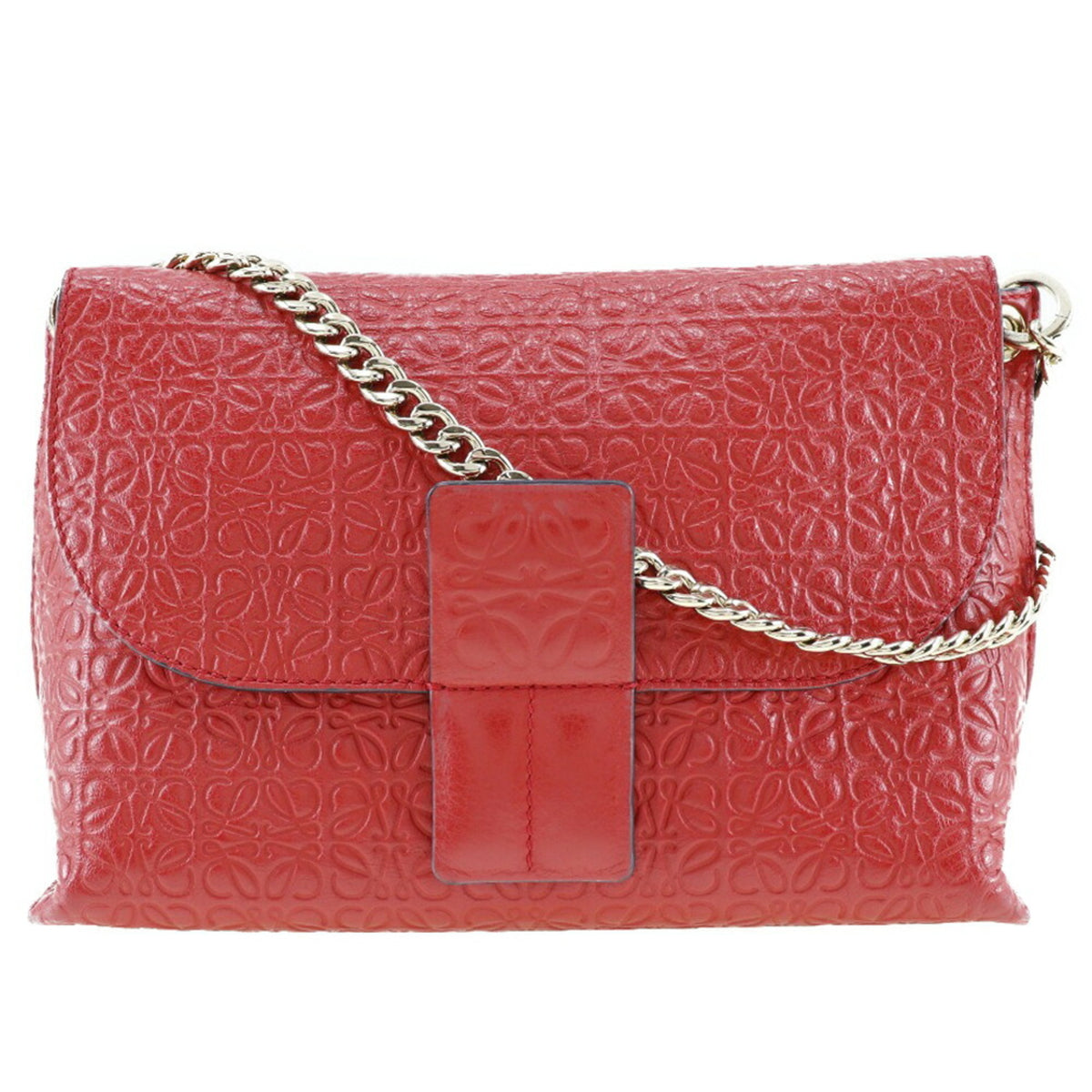 Loewe Avenue Red Color Leather Shoulder Bag (Pre-Owned)