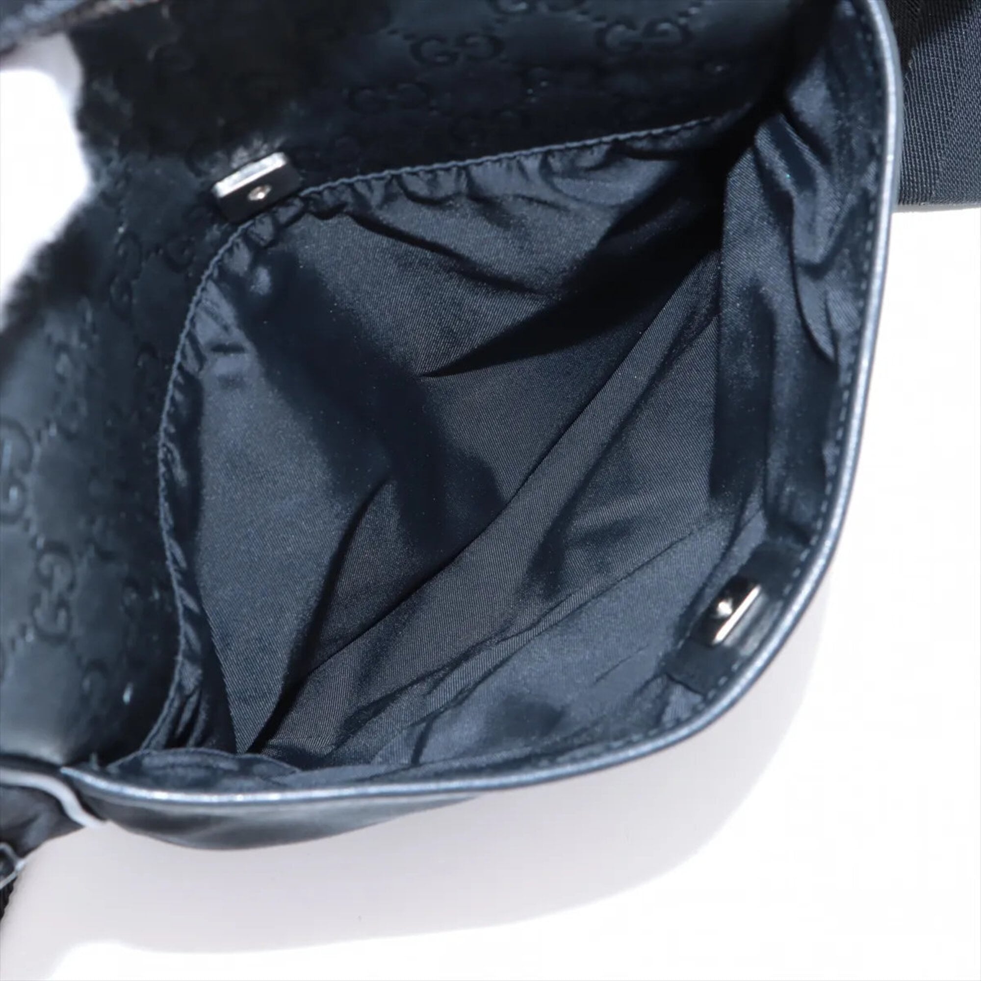 Gucci Black Leather Nylon Messenger Bag Shoulder Bag Tote Bag (Pre-Owned)
