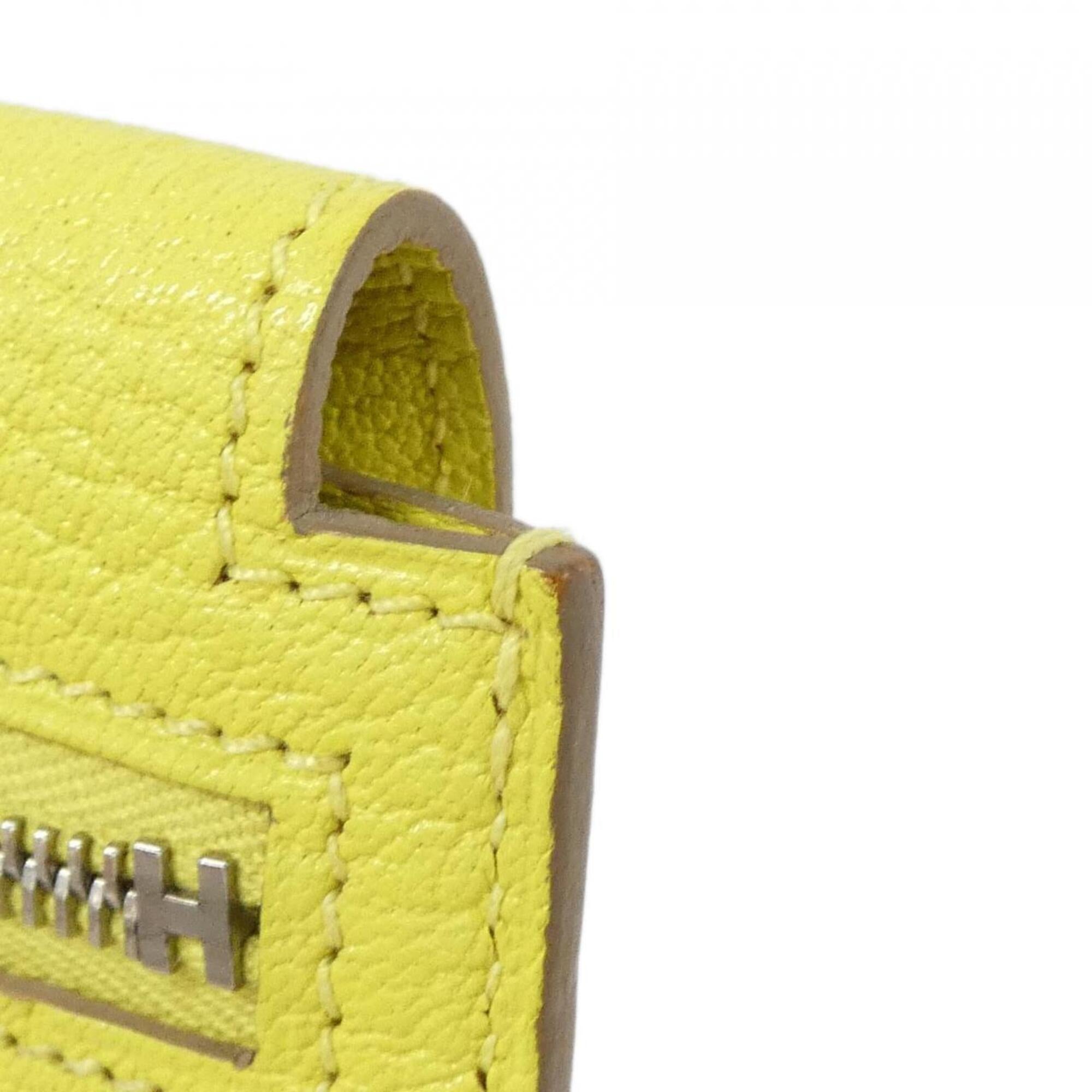 Hermes Lime Yellow Chevre Leather Card Wallet (Pre-Owned)