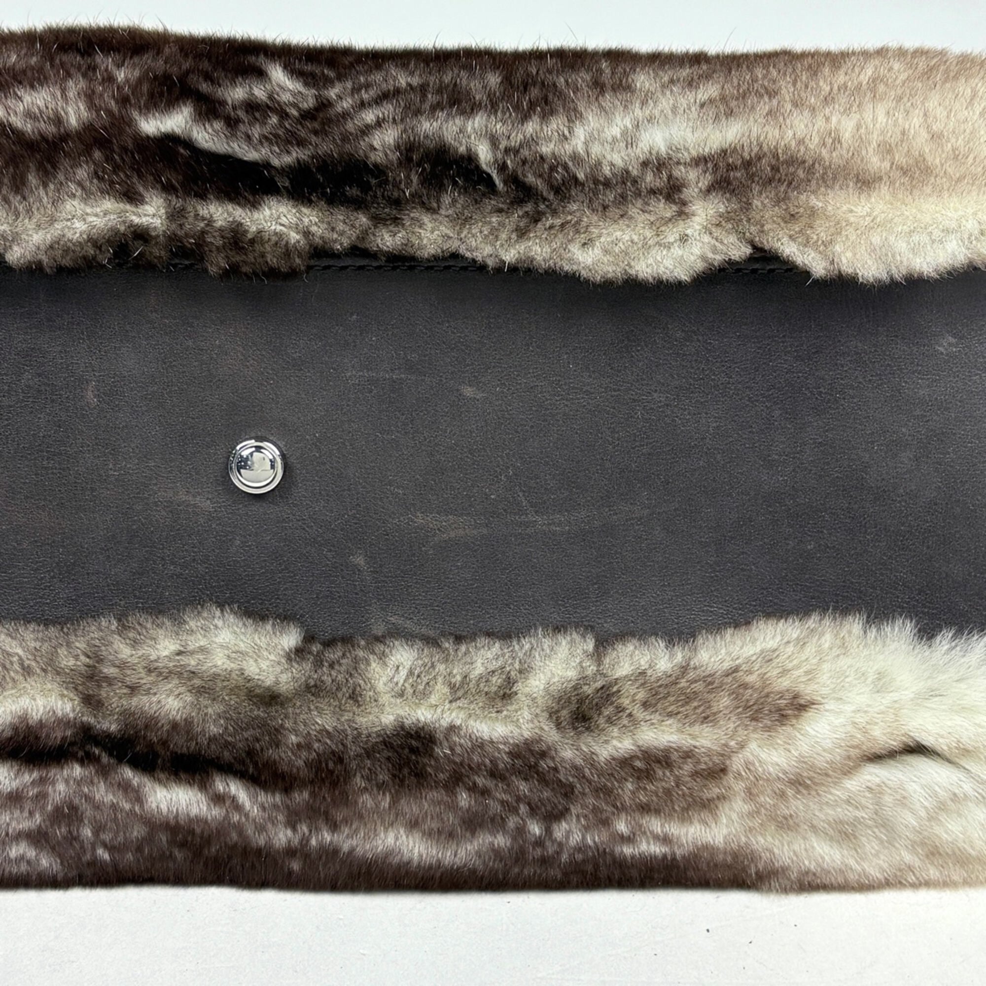 Cartier Grayish Fur Leather Handbag (Pre-Owned)