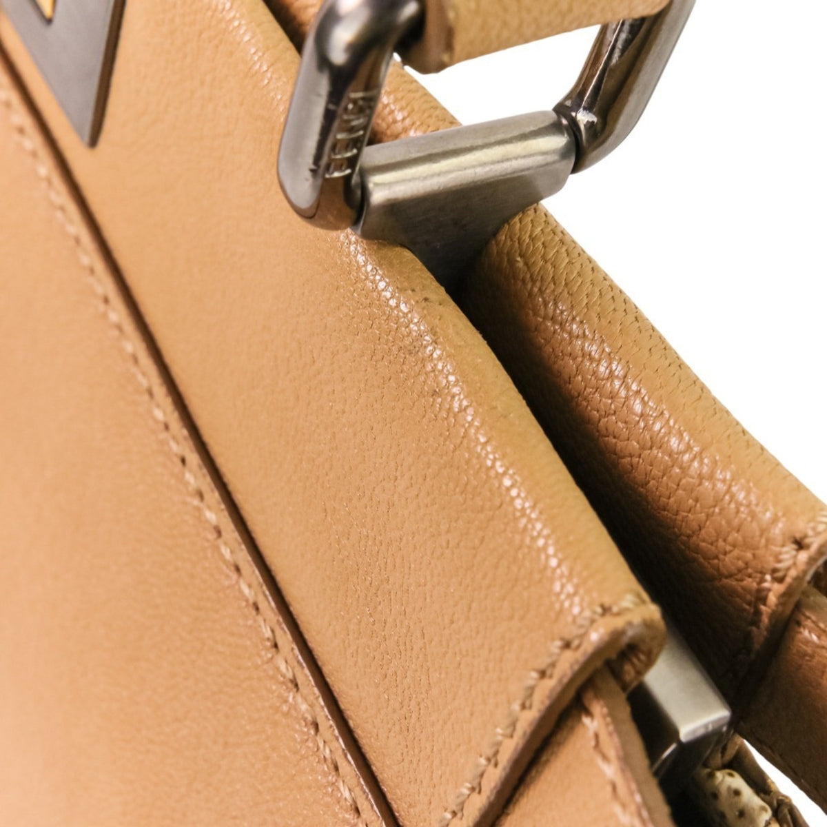 Fendi Peekaboo Beige Brown Handbag Shoulder Bag (Pre-Owned)