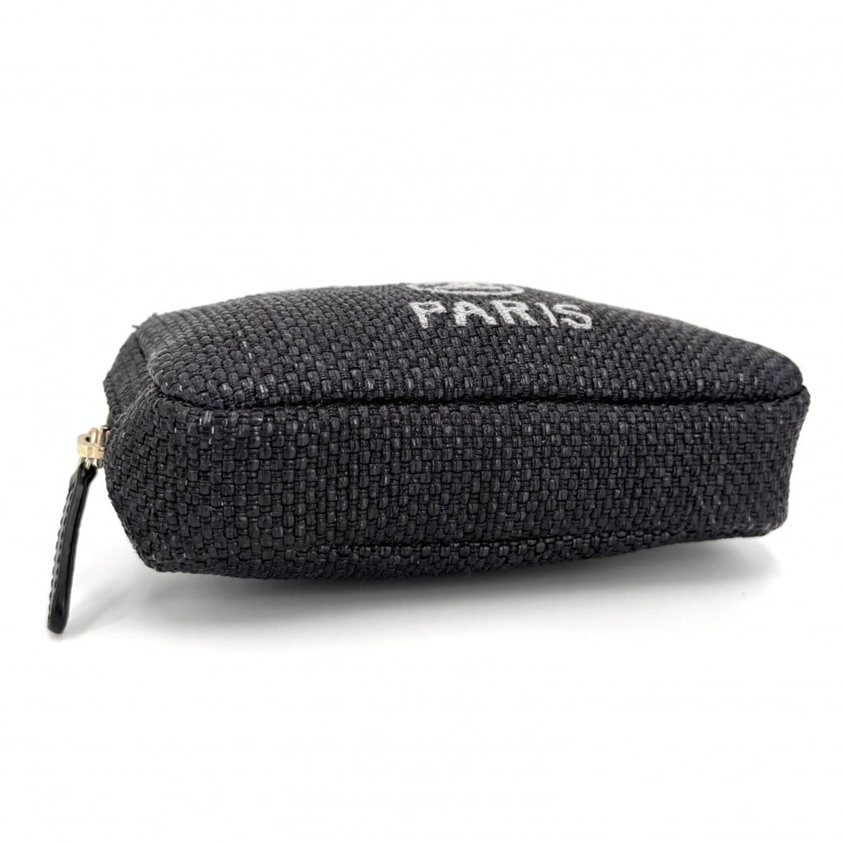 Chanel Black Raffia Leather Pouch (Pre-Owned)