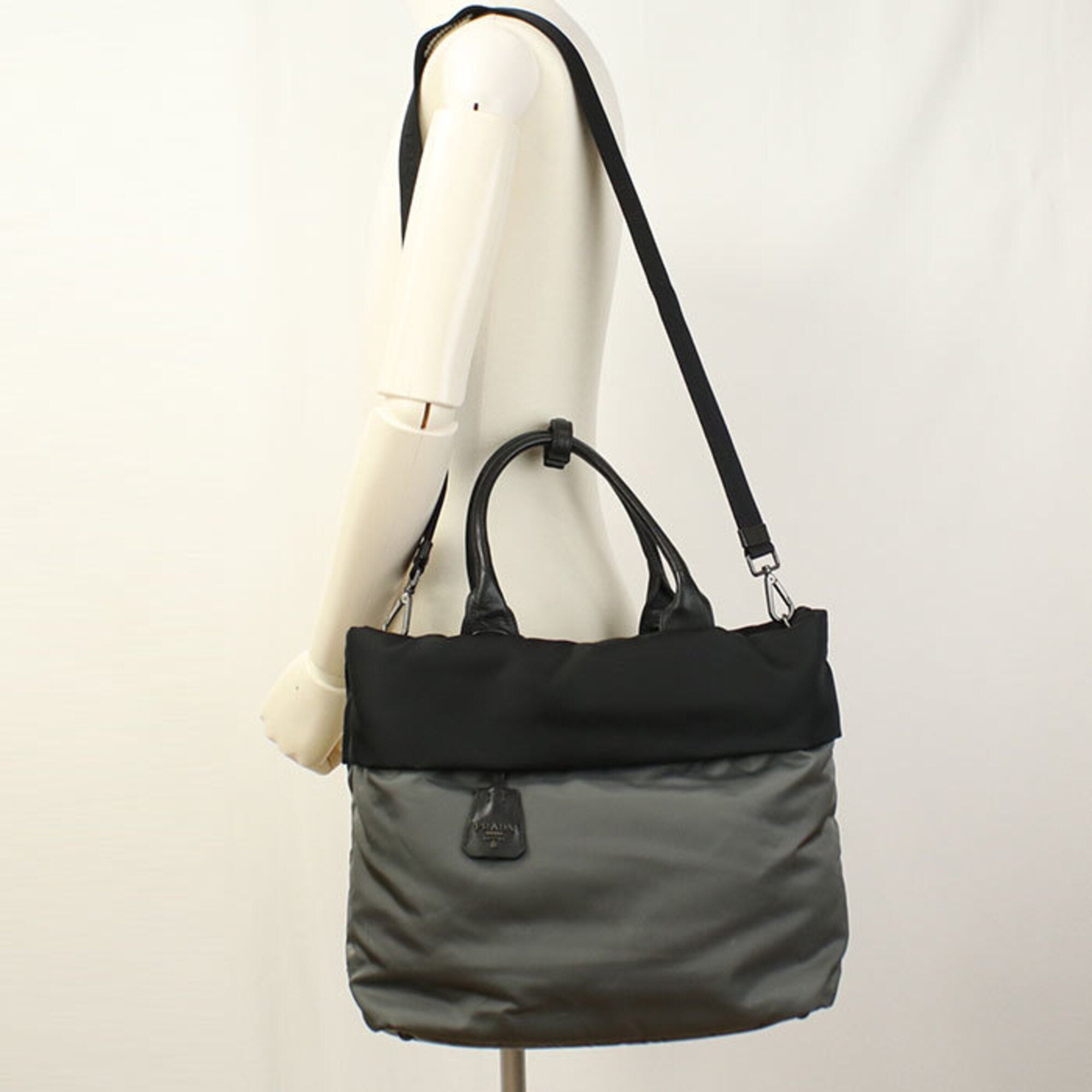 Prada Gray Nylon Tote Bag (Pre-Owned)