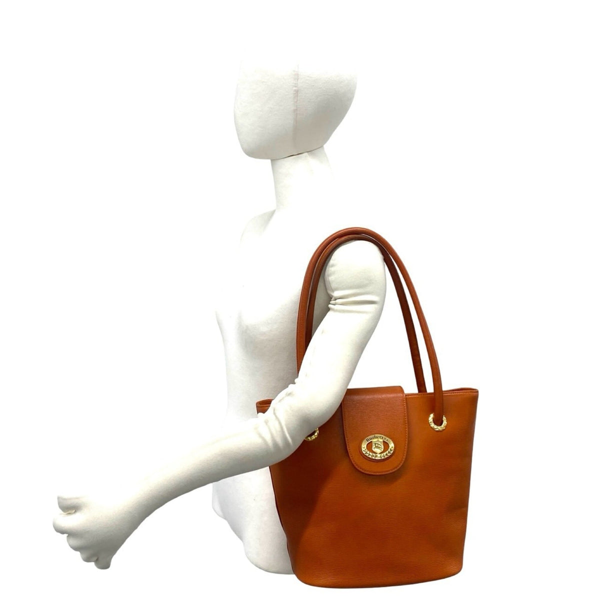 Burberry Orange Leather Handbag Shoulder Bag Tote Bag (Pre-Owned)