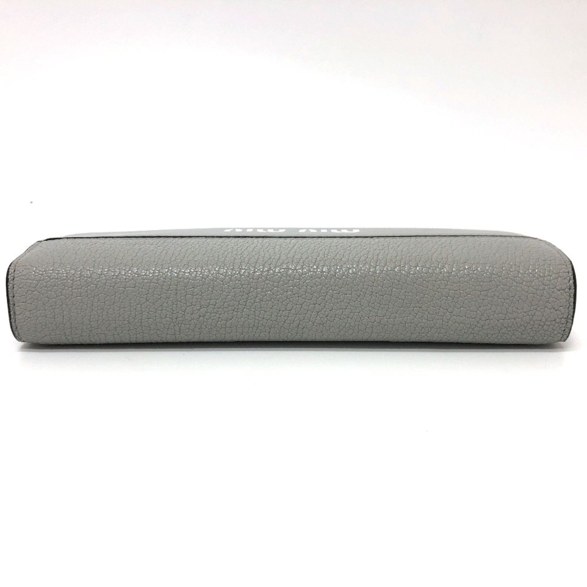Miu Miu Gray Leather Long Wallet (Bi-Fold) (Pre-Owned)