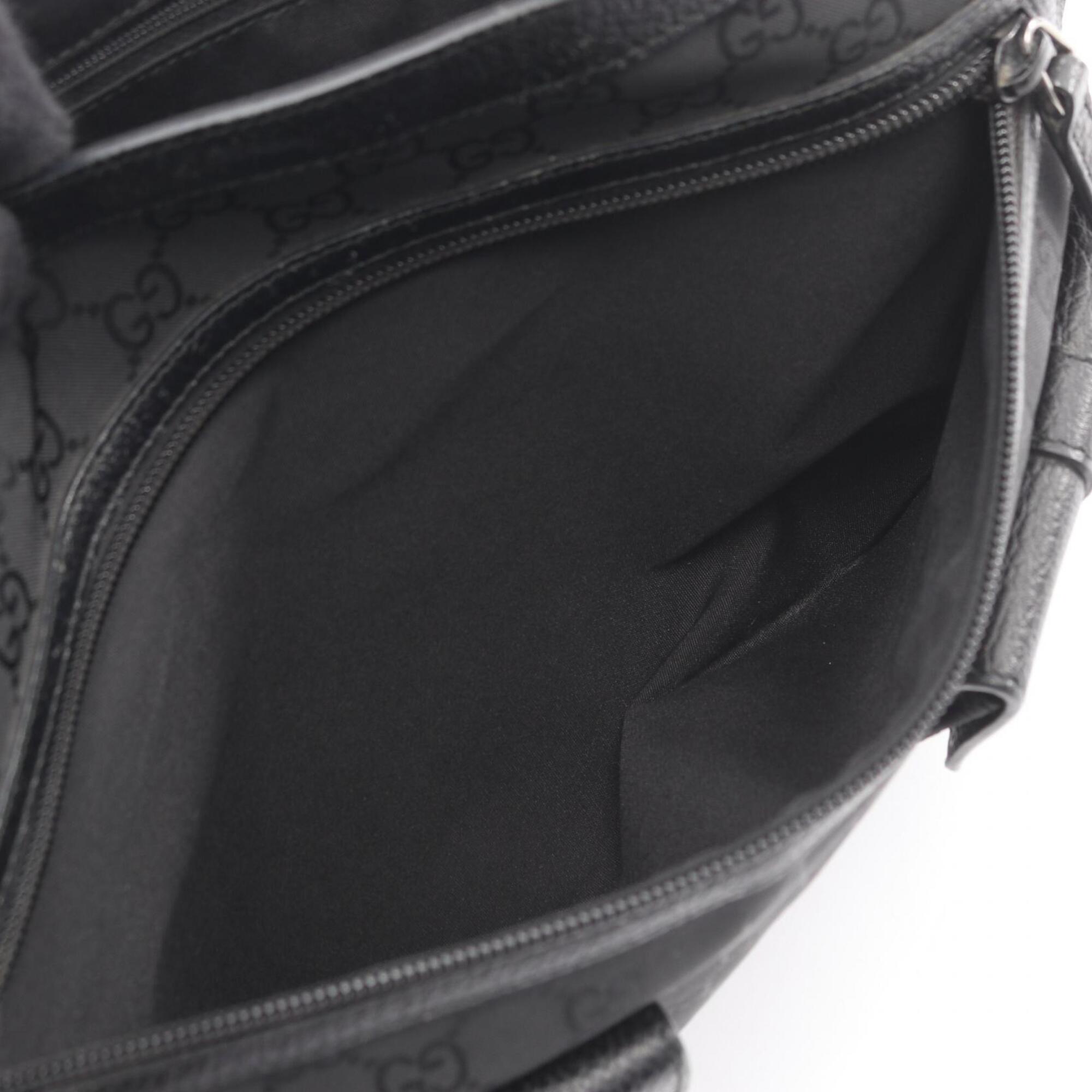 Gucci Black Nylon Leather Handbag Tote Bag (Pre-Owned)