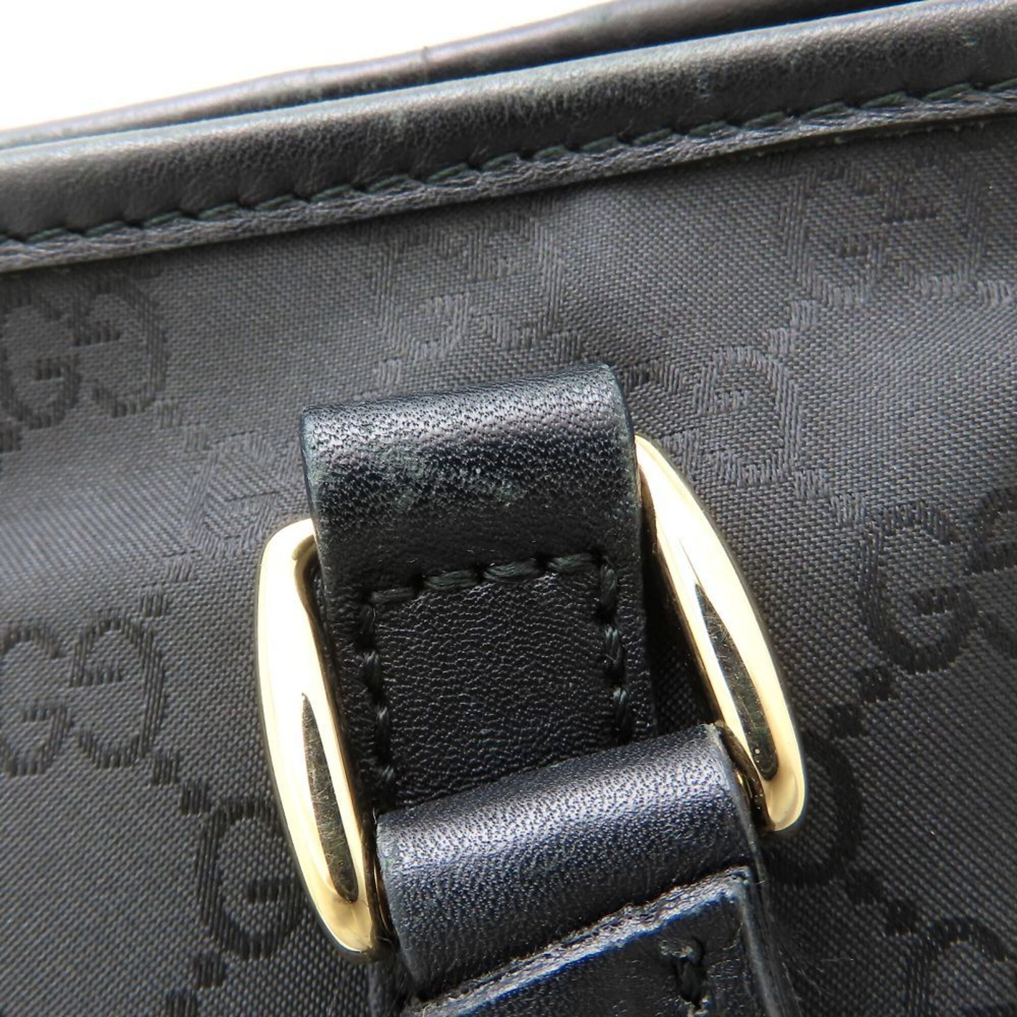 Gucci Black Gg Canvas Leather Tote Bag (Pre-Owned)
