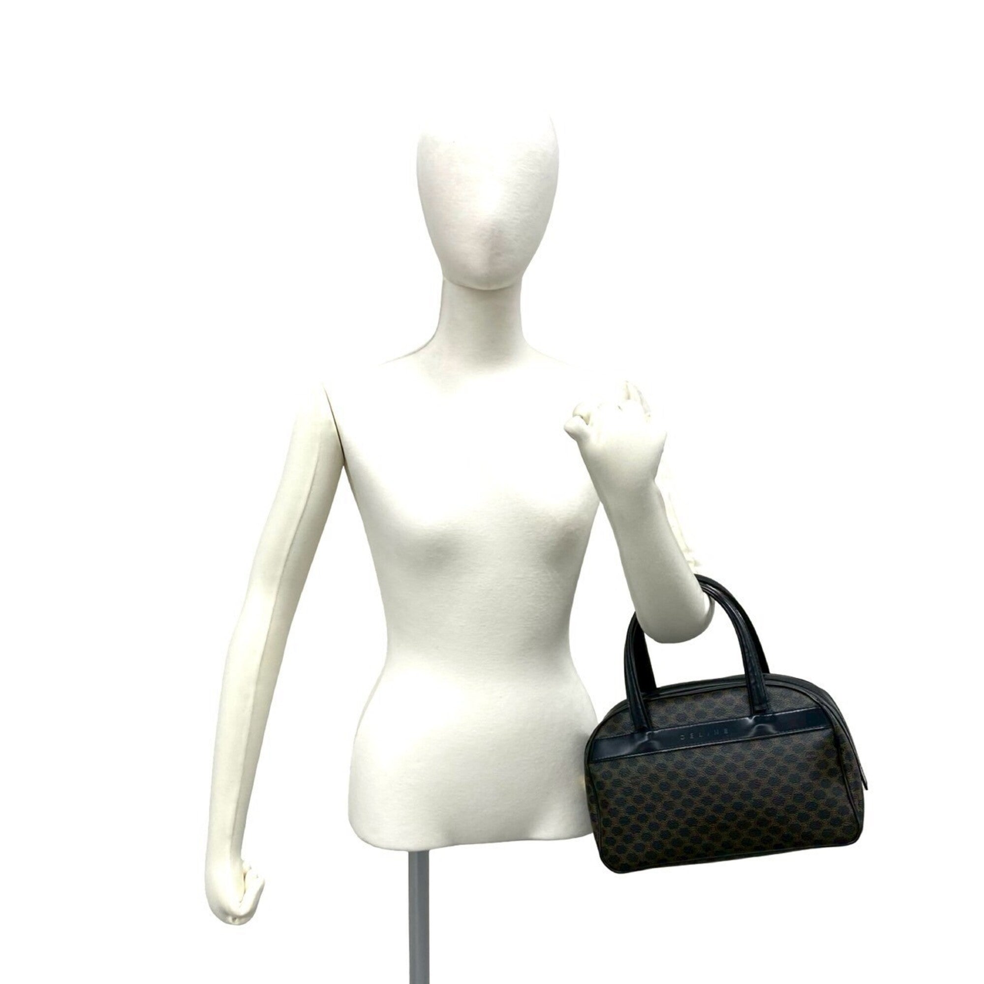Celine Black Brown Leather Pvc Boston Bag Handbag (Pre-Owned)