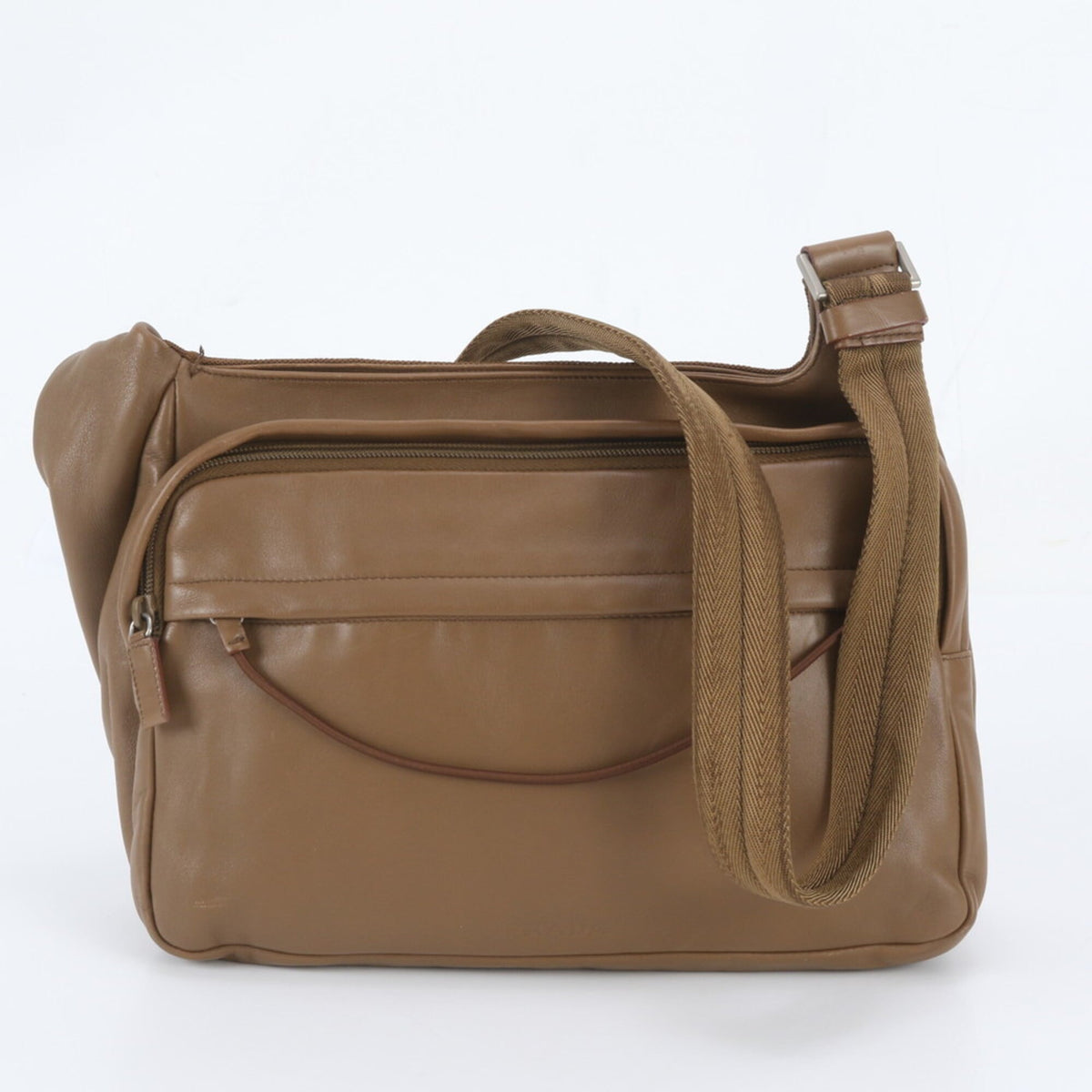 Prada Brown Leather Messenger Bag Shoulder Bag (Pre-Owned)