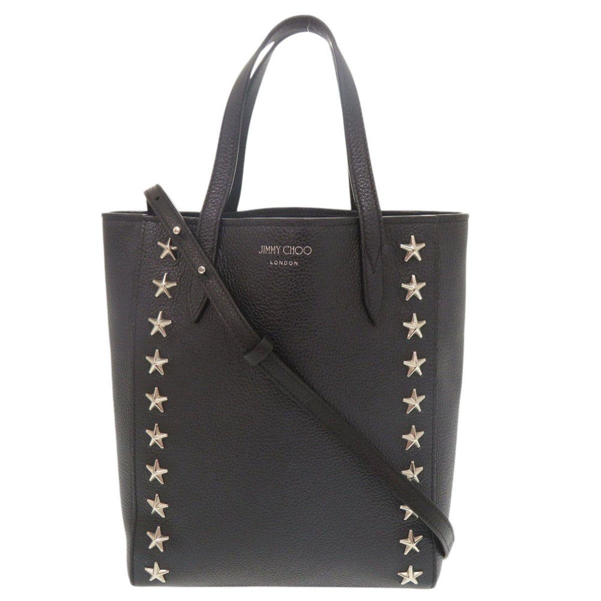 Jimmy Choo Black Leather Shoulder Bag Tote Bag (Pre-Owned)