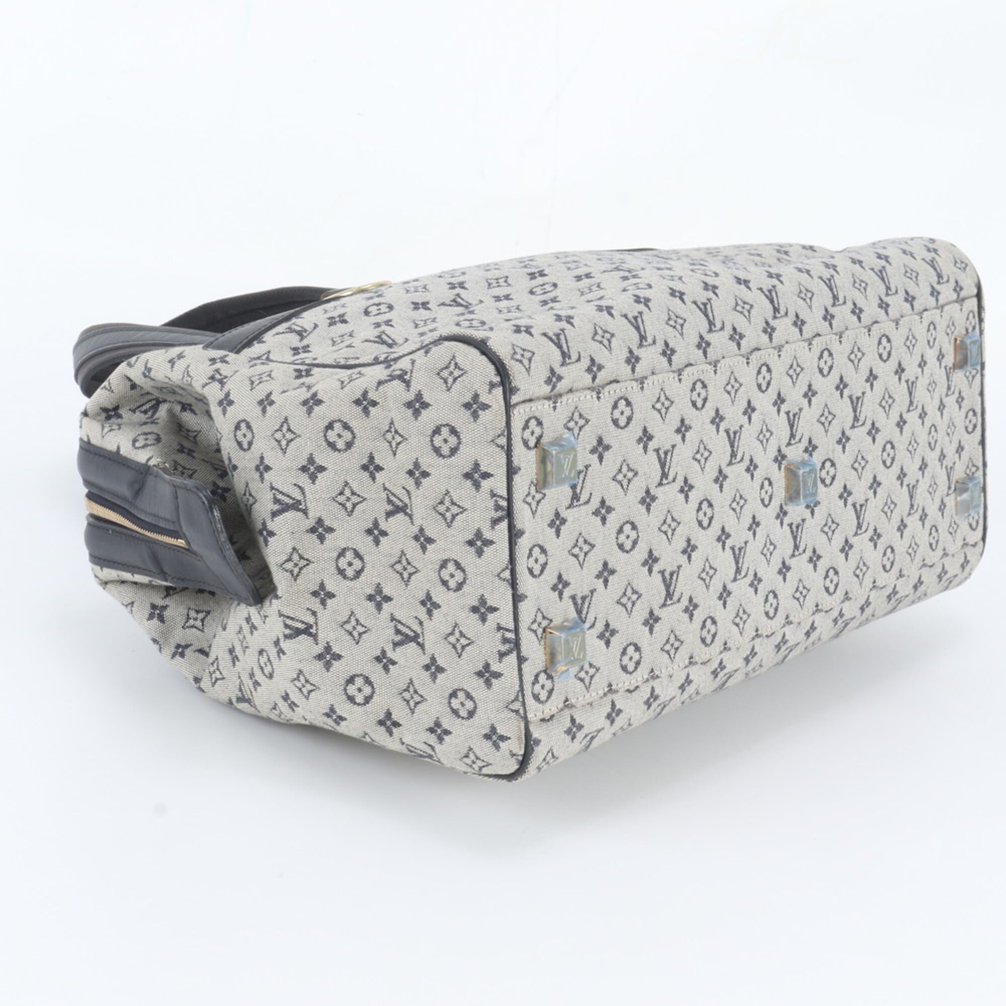 Louis Vuitton Blue Leather Canvas Handbag Shoulder Bag Tote Bag (Pre-Owned)