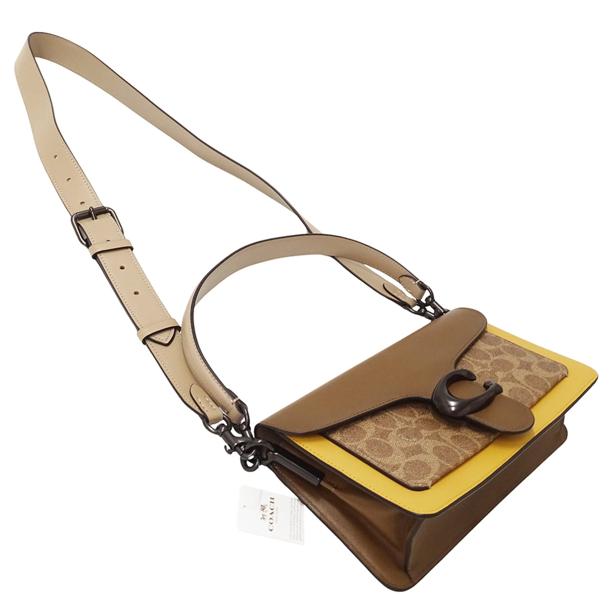 Coach Brown Yellow Leather Handbag Shoulder Bag (Pre-Owned)